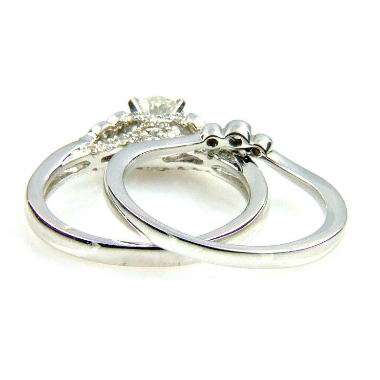 .90ct Antique Style Engagement Ring Set 14KT White Gold - Image 7