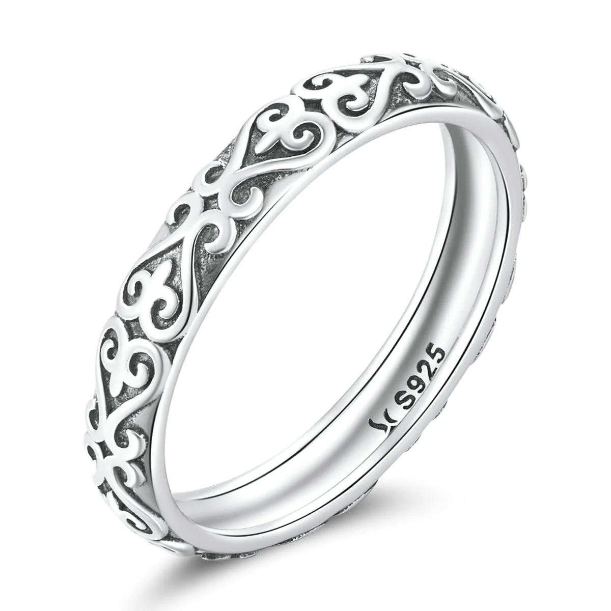 925 Oxidized Silver 0.3cm Ring Size 6.0 for Women