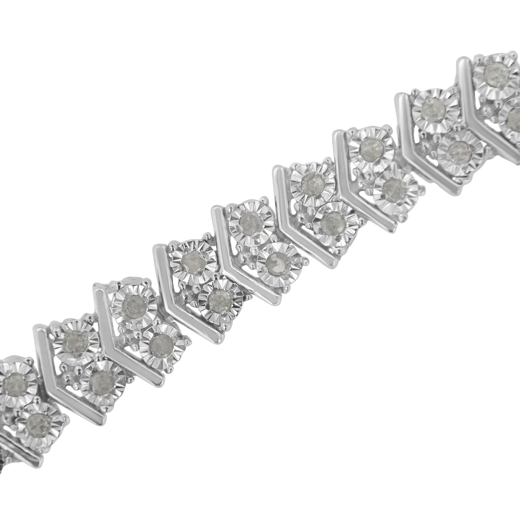 .925 Sterling Silver 1.0 cttw Diamond "Arrow" Shape Tennis Link Bracelet (I-J Color, I3 Clarity) -7.25" - Image 10