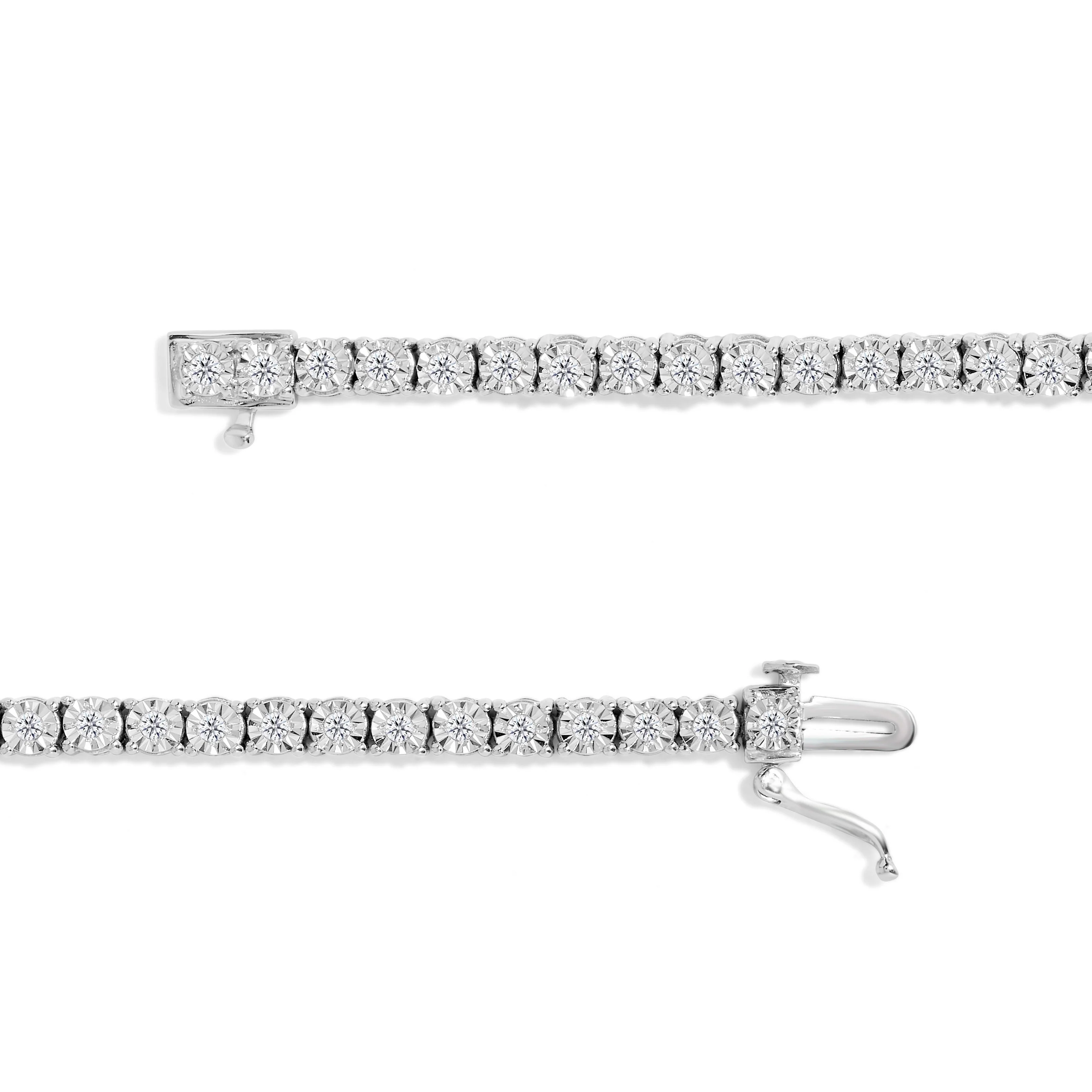 .925 Sterling Silver 1.0 Cttw Miracle-Set Diamond Round Faceted Bezel Tennis Bracelet (I-J Color, I3 Clarity) - 7" - Image 10