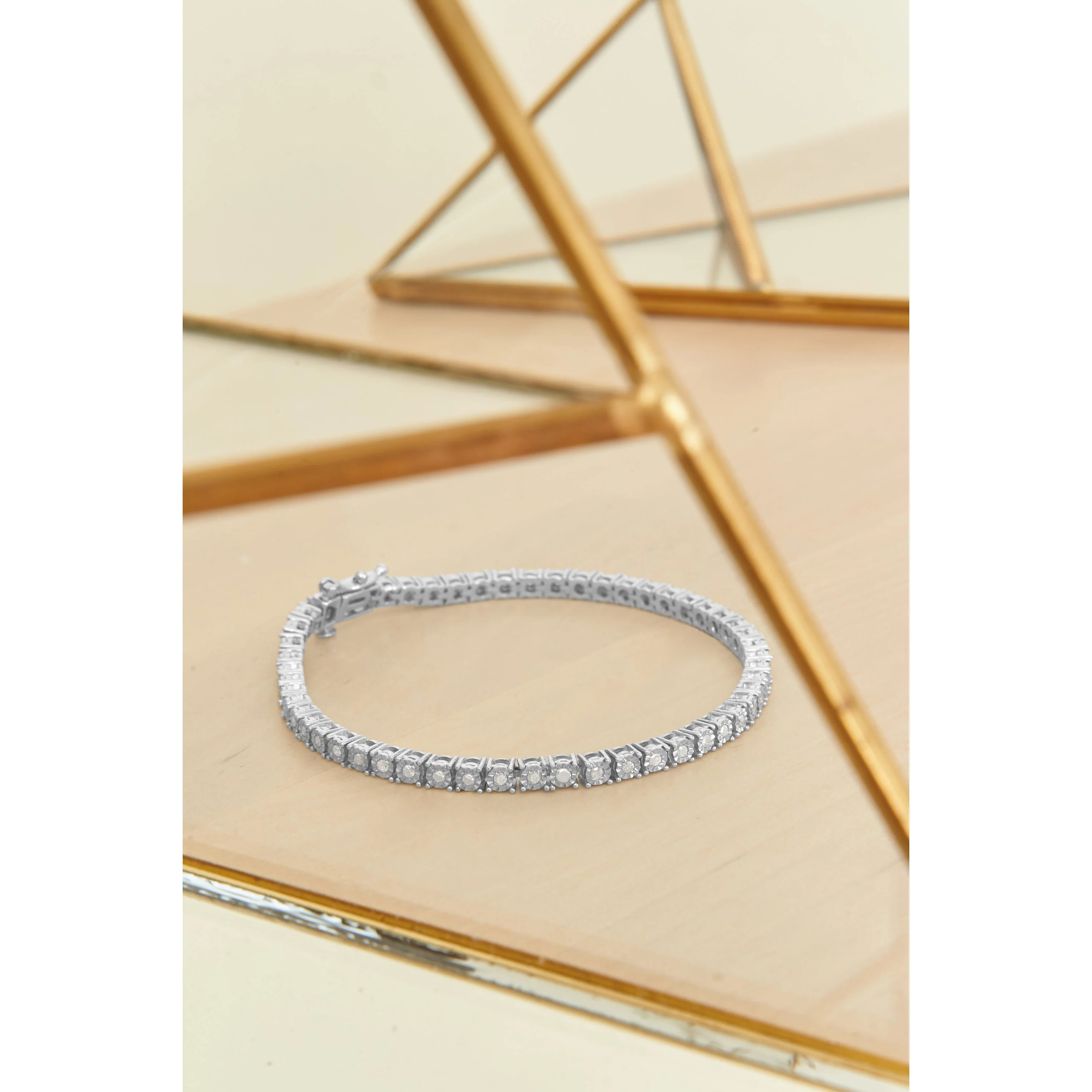 .925 Sterling Silver 1.0 Cttw Miracle-Set Diamond Round Faceted Bezel Tennis Bracelet (I-J Color, I3 Clarity) - 7" - Image 13