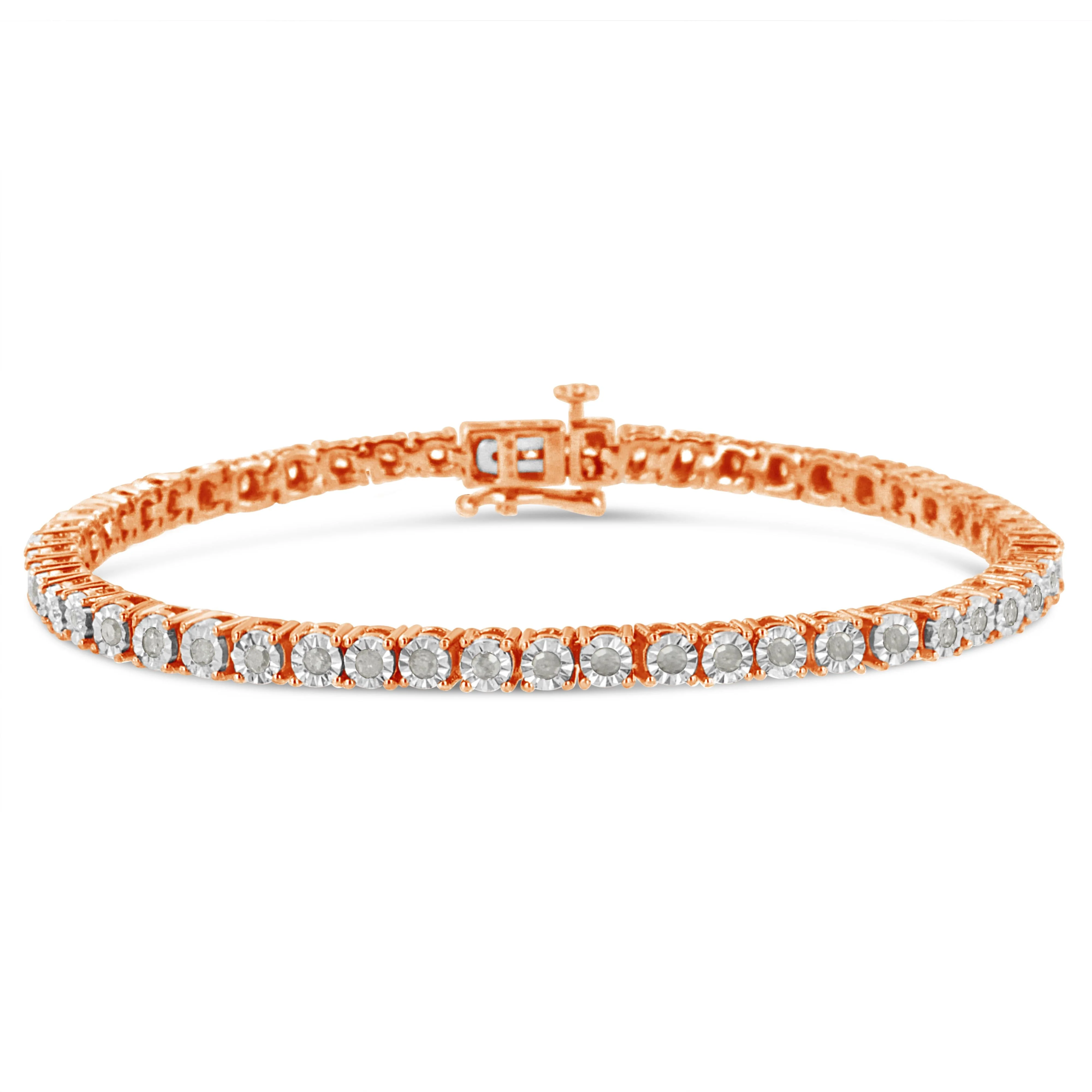.925 Sterling Silver 1.0 Cttw Miracle-Set Diamond Round Faceted Bezel Tennis Bracelet (I-J Color, I3 Clarity) - 7" - Image 15