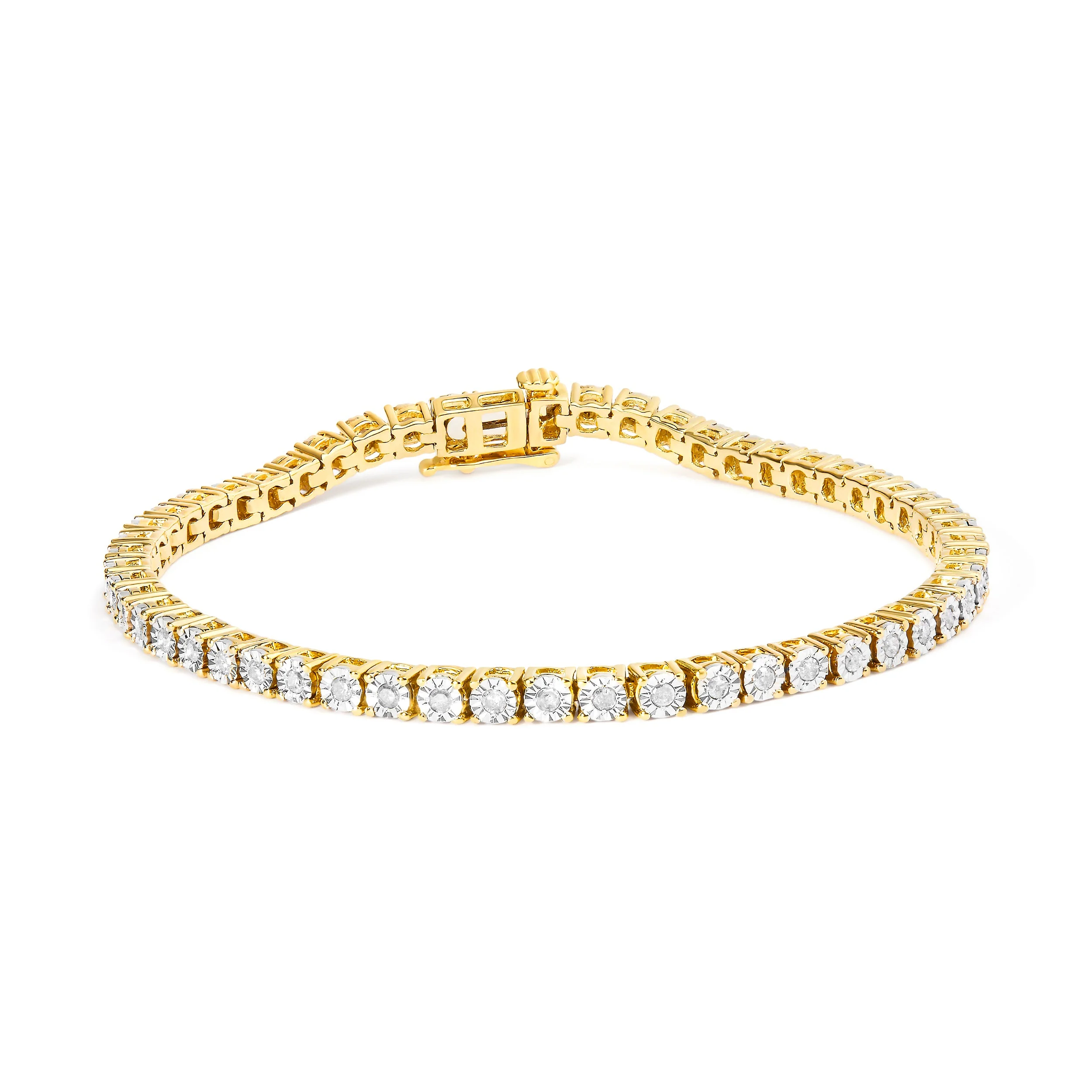 .925 Sterling Silver 1.0 Cttw Miracle-Set Diamond Round Faceted Bezel Tennis Bracelet (I-J Color, I3 Clarity) - 7" - Image 2