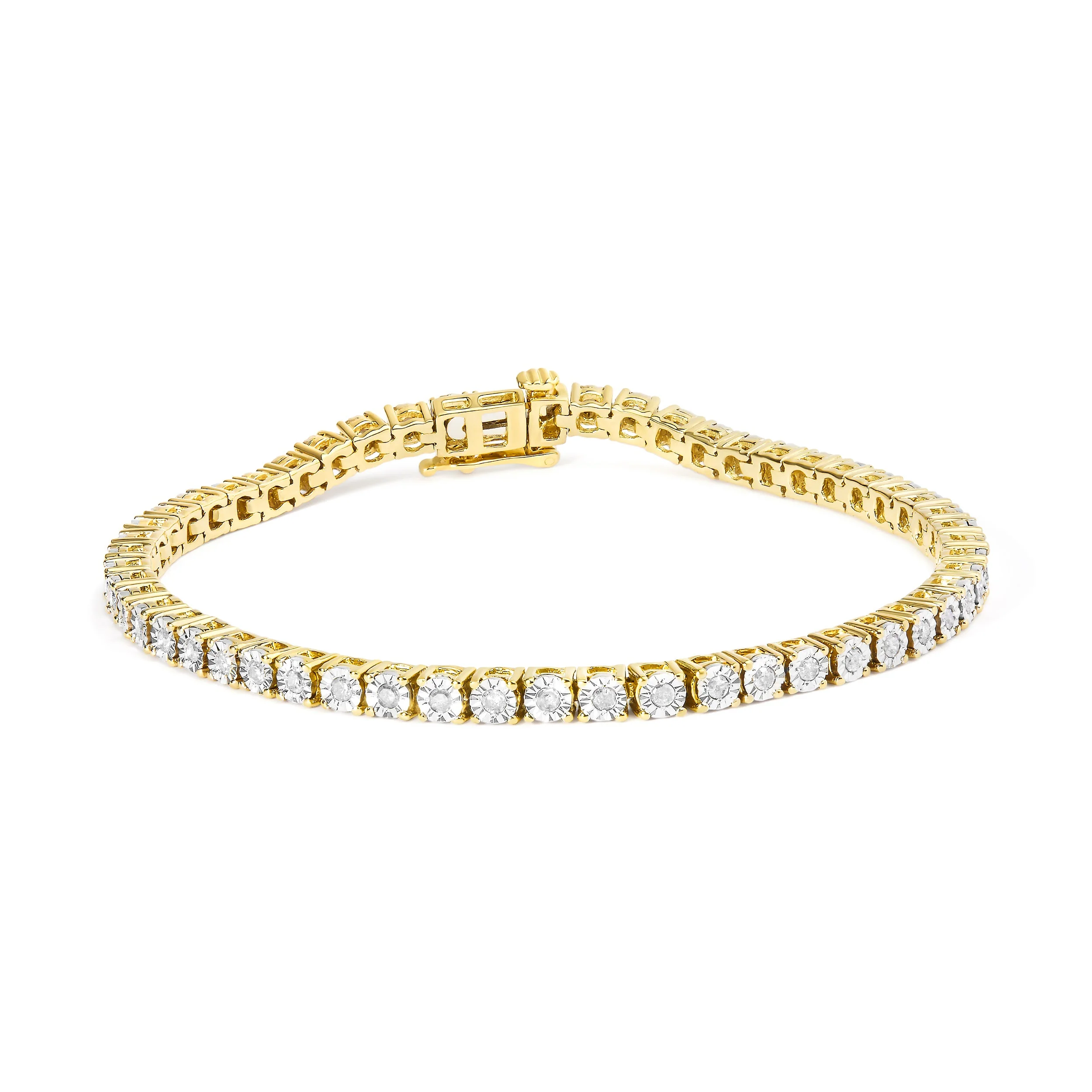 .925 Sterling Silver 1.0 Cttw Miracle-Set Diamond Round Faceted Bezel Tennis Bracelet (I-J Color, I3 Clarity) - 7" - Image 21