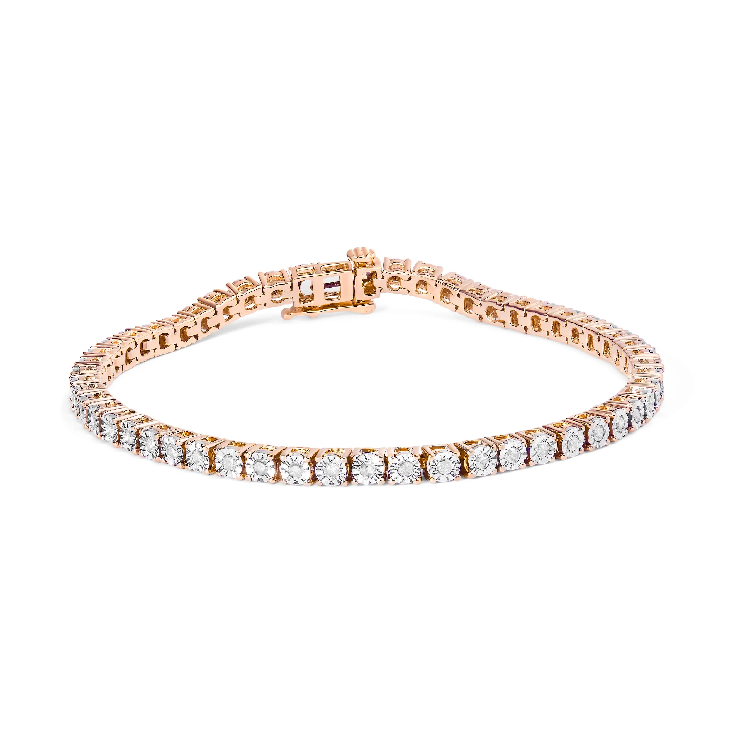 .925 Sterling Silver 1.0 Cttw Miracle-Set Diamond Round Faceted Bezel Tennis Bracelet (I-J Color, I3 Clarity) - 7" - Image 22