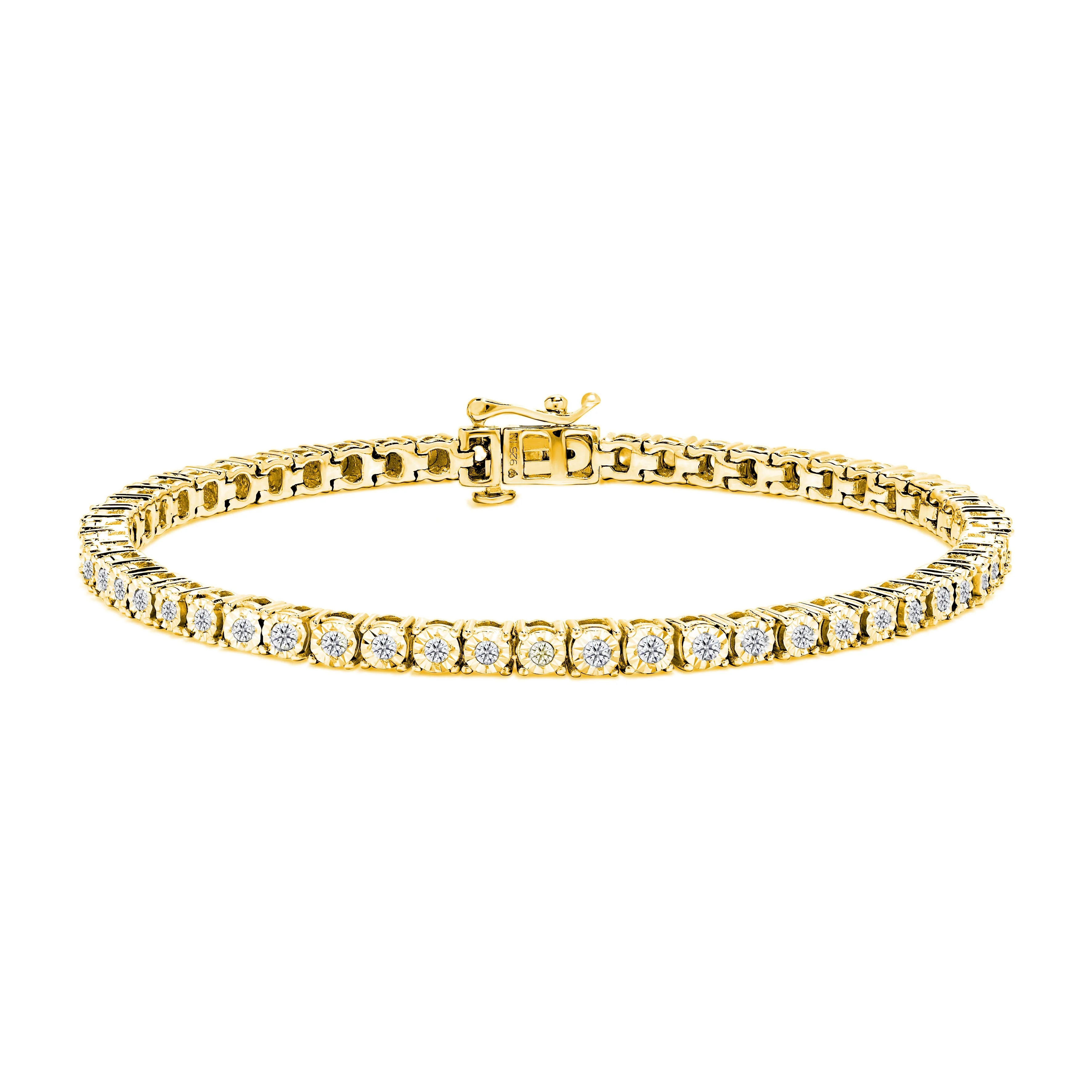 .925 Sterling Silver 1.0 Cttw Miracle-Set Diamond Round Faceted Bezel Tennis Bracelet (I-J Color, I3 Clarity) - 7" - Image 6