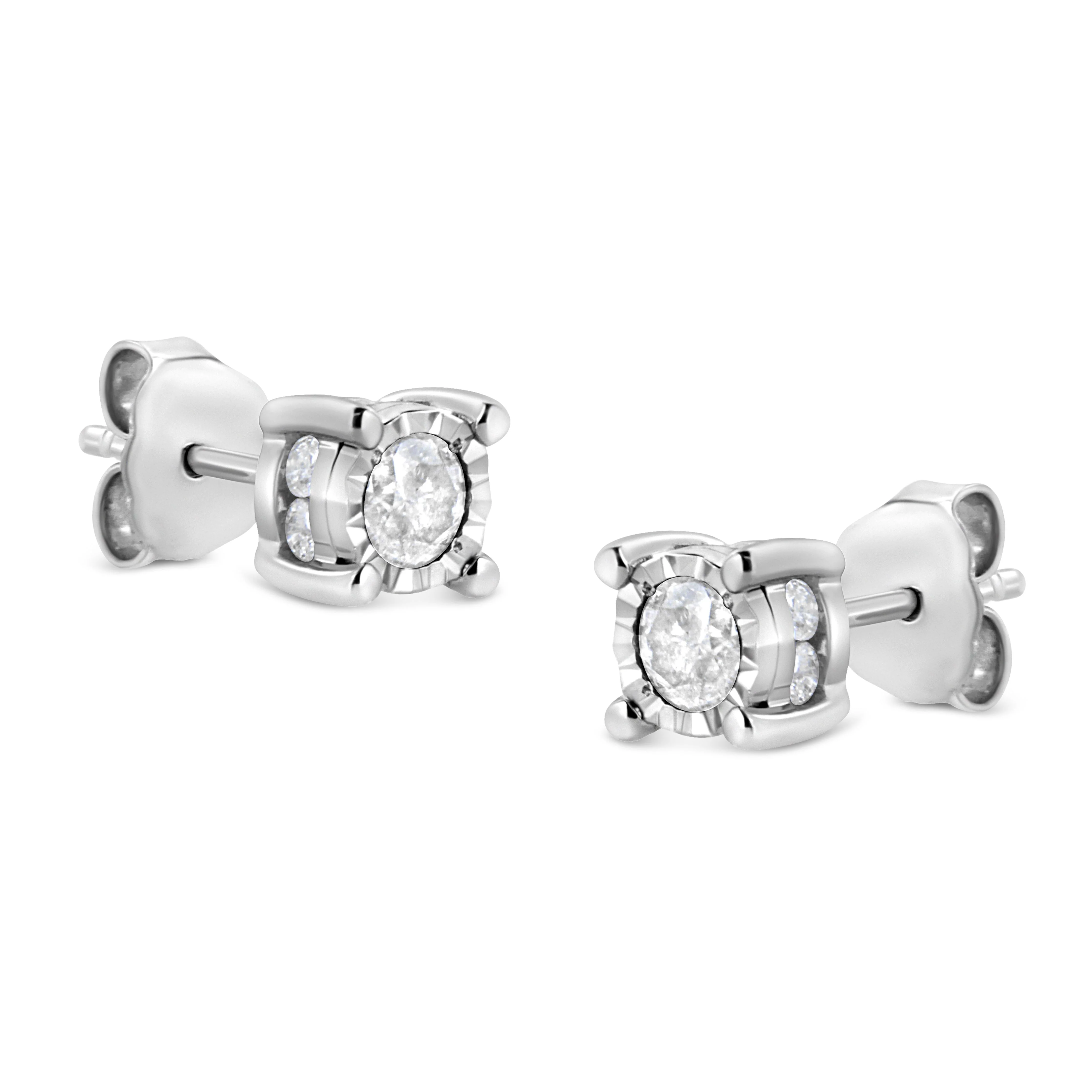 .925 Sterling Silver 1.0 Cttw Round Brilliant-Cut Diamond Miracle-Set Solitaire Stud Earrings (H-I Color, I2-I3 Clarity) - Image 7