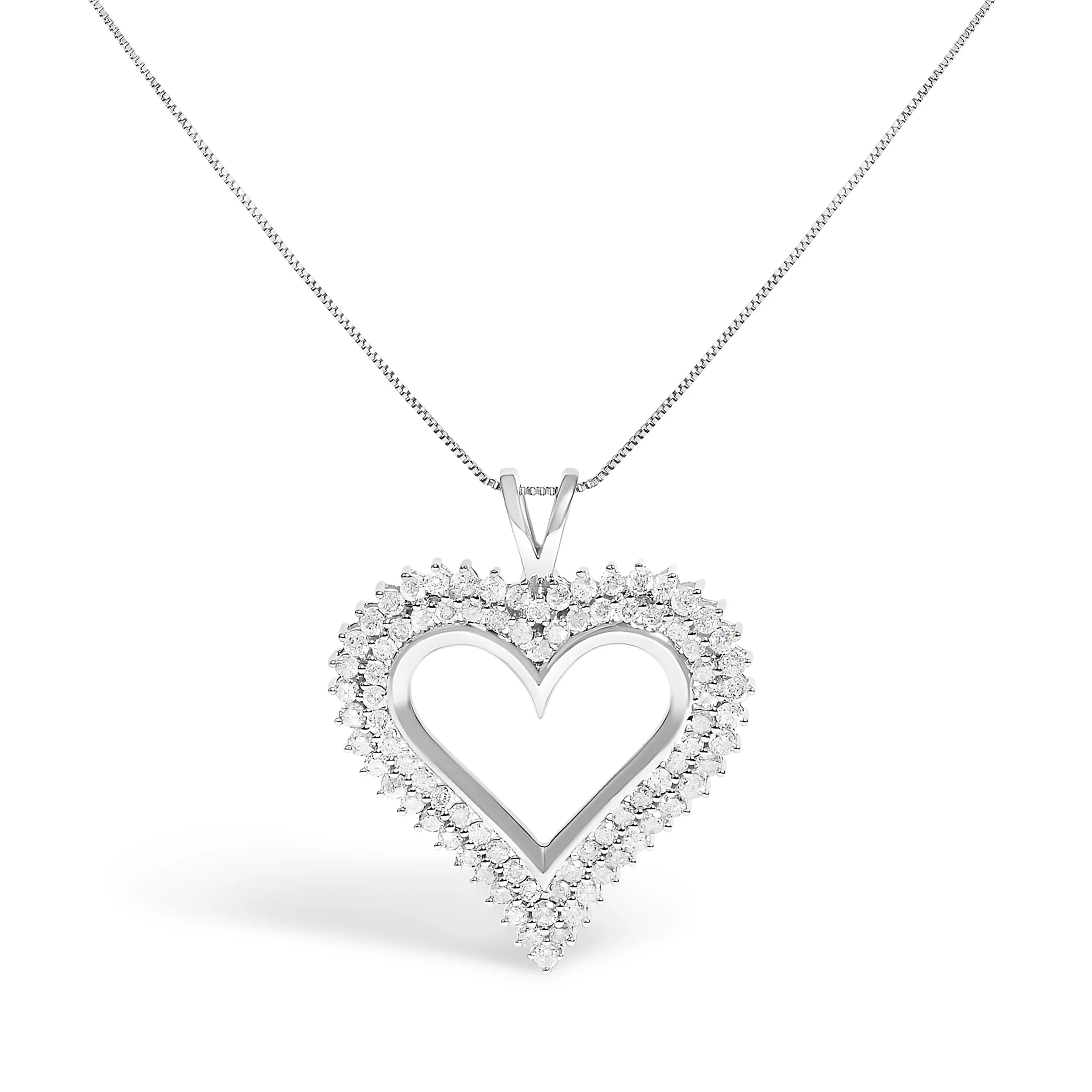 .925 Sterling Silver 1.00 Cttw Diamond Heart 18" Pendant Necklace (I-J Color, I2-I3 Clarity) - Image 13