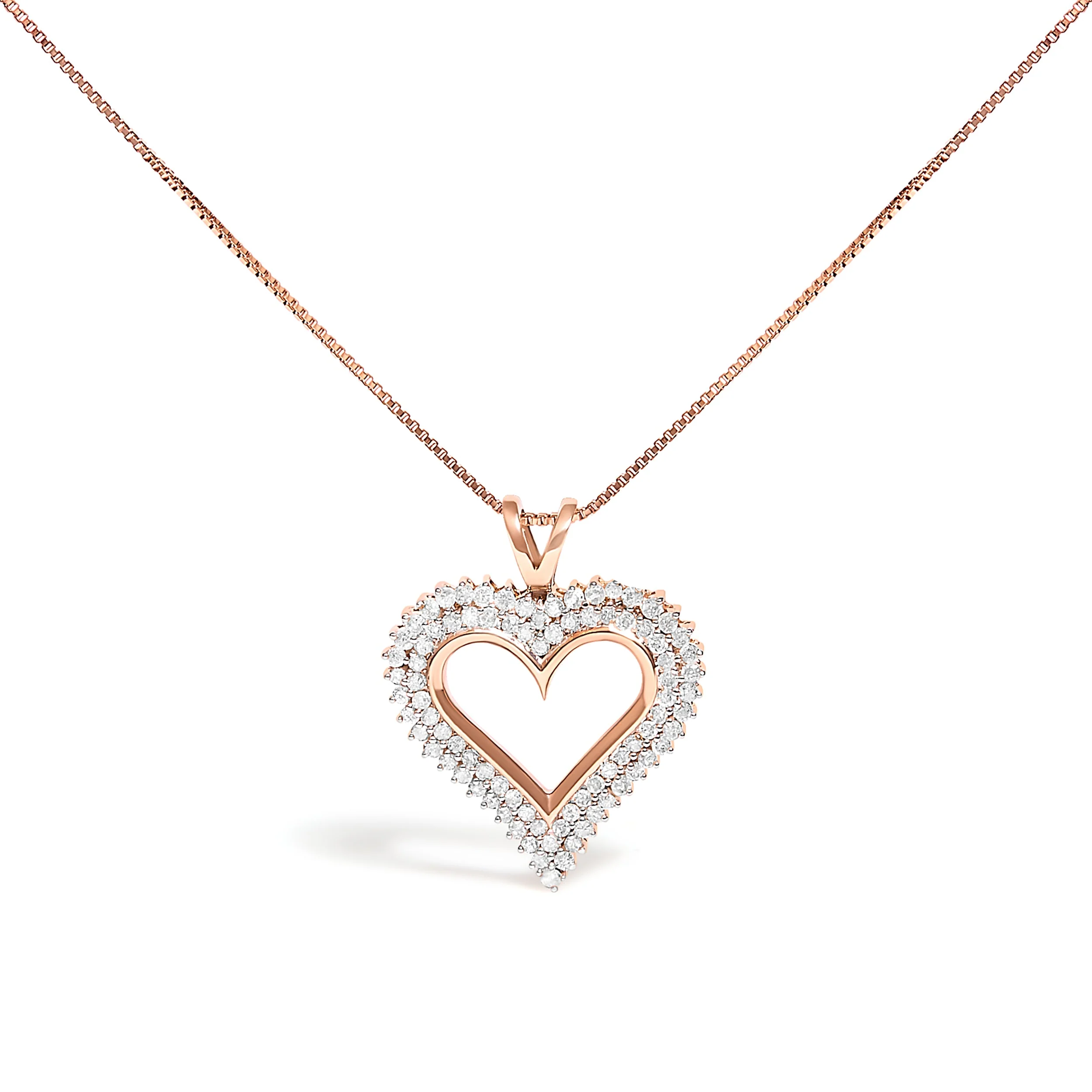 .925 Sterling Silver 1.00 Cttw Diamond Heart 18" Pendant Necklace (I-J Color, I2-I3 Clarity) - Image 5