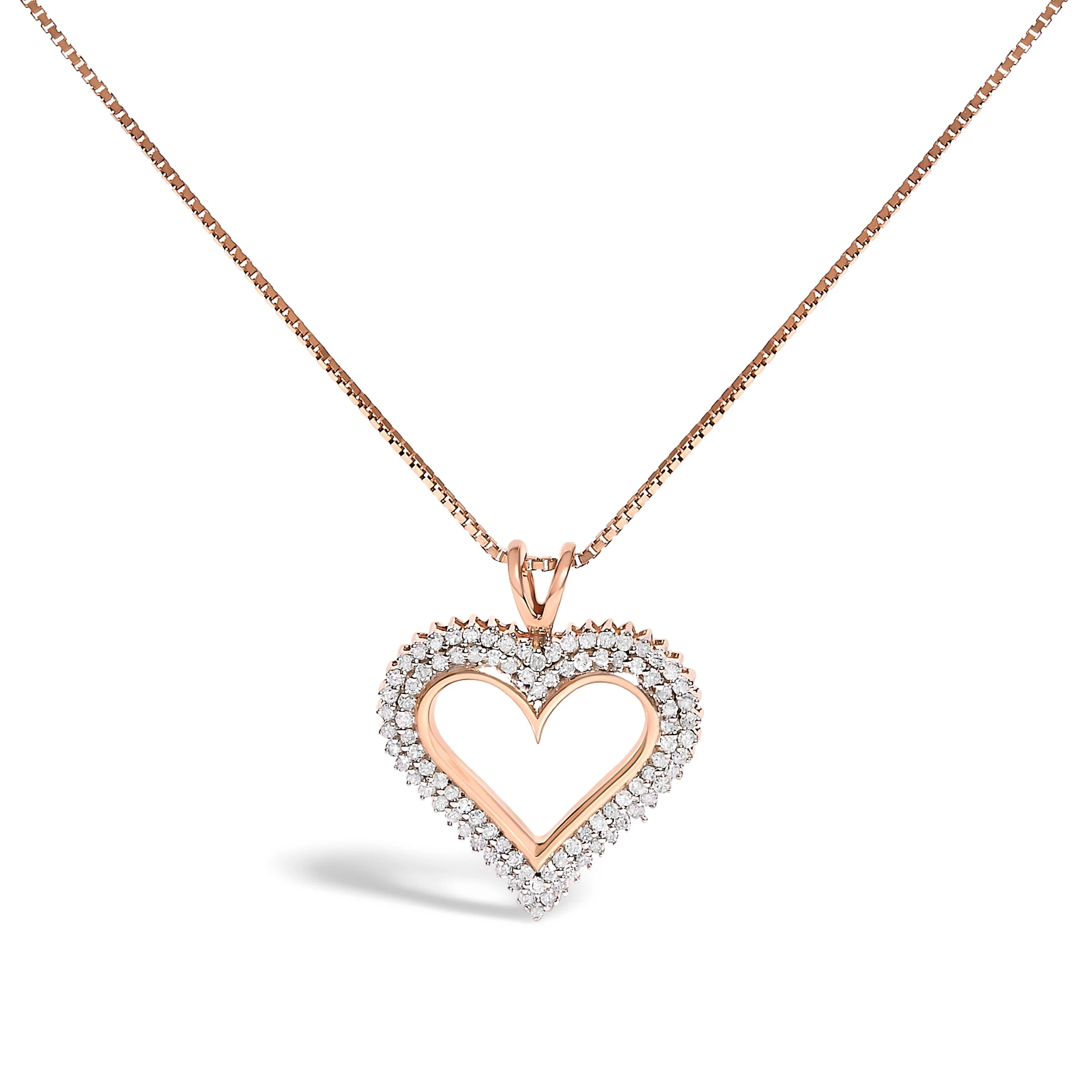 .925 Sterling Silver 1.00 Cttw Diamond Heart 18" Pendant Necklace (I-J Color, I2-I3 Clarity) - Image 9