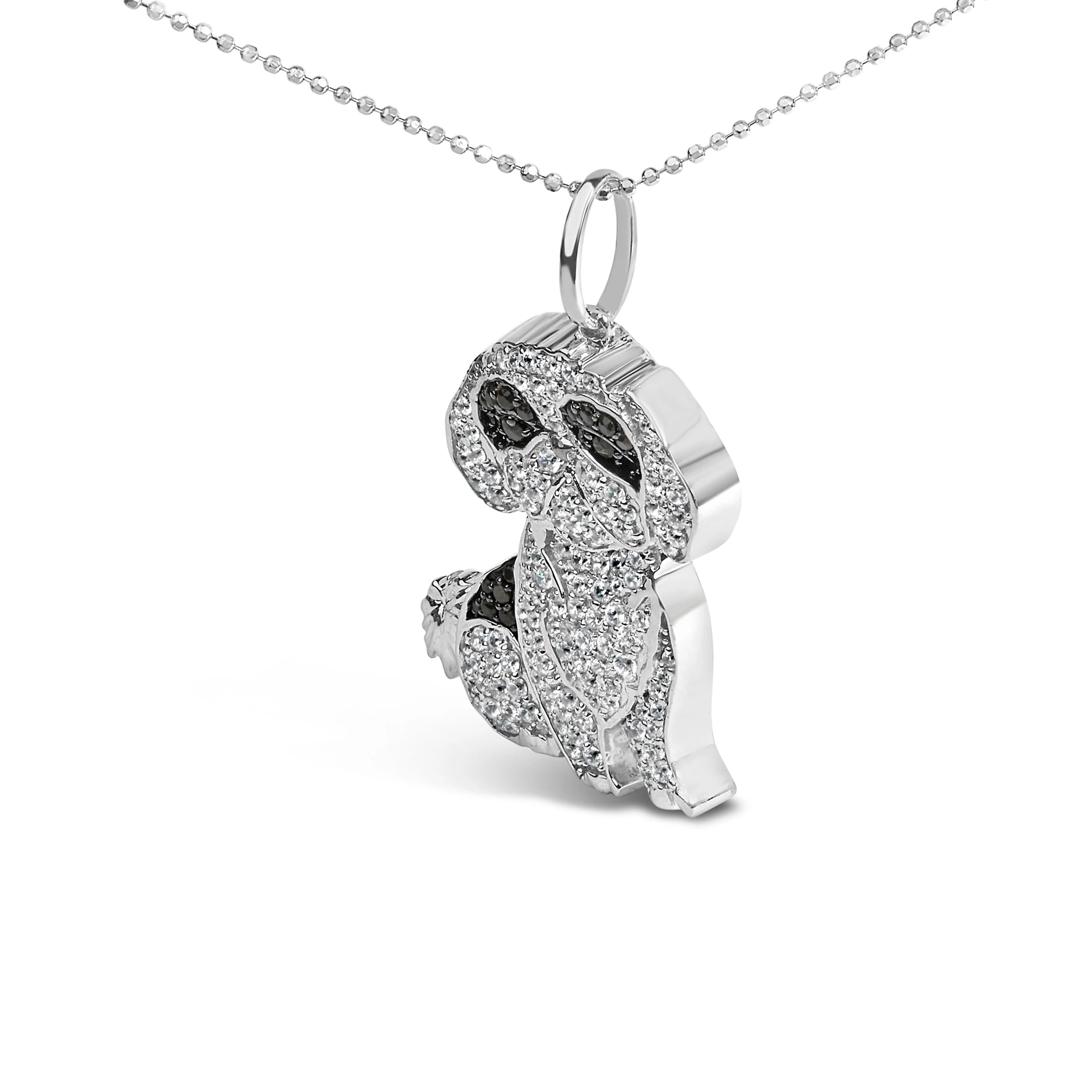 .925 Sterling Silver 1 1/4 Cttw Diamond Shih Tzu Dog Pendant Necklace 18 inch (Black and I-J Color, I2-I3 Clarity) - Image 7
