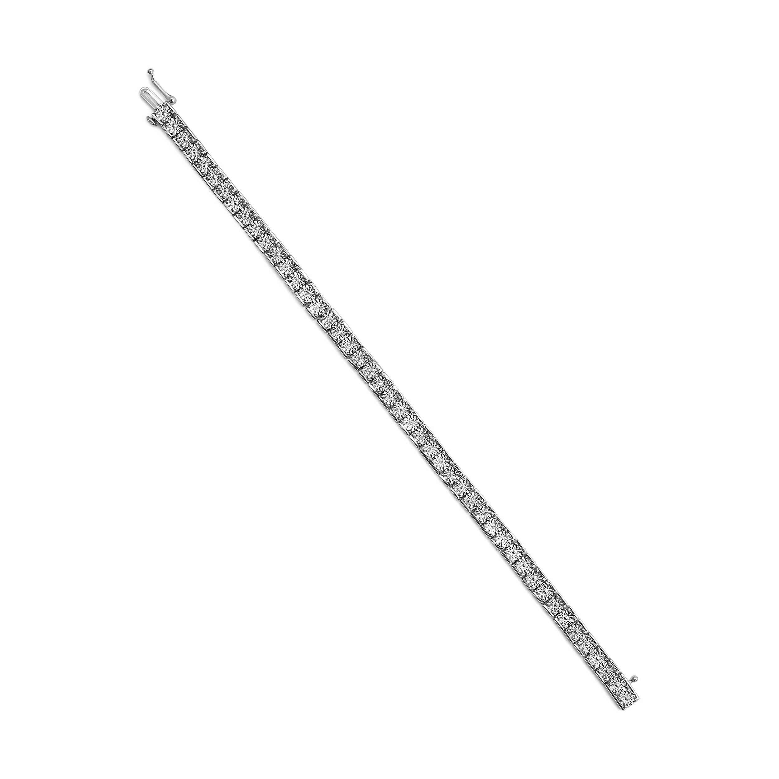 .925 Sterling Silver 1/10 Cttw Diamond 7.25" Link Bracelet (I-J Color, I2-I3 Clarity) - Image 9