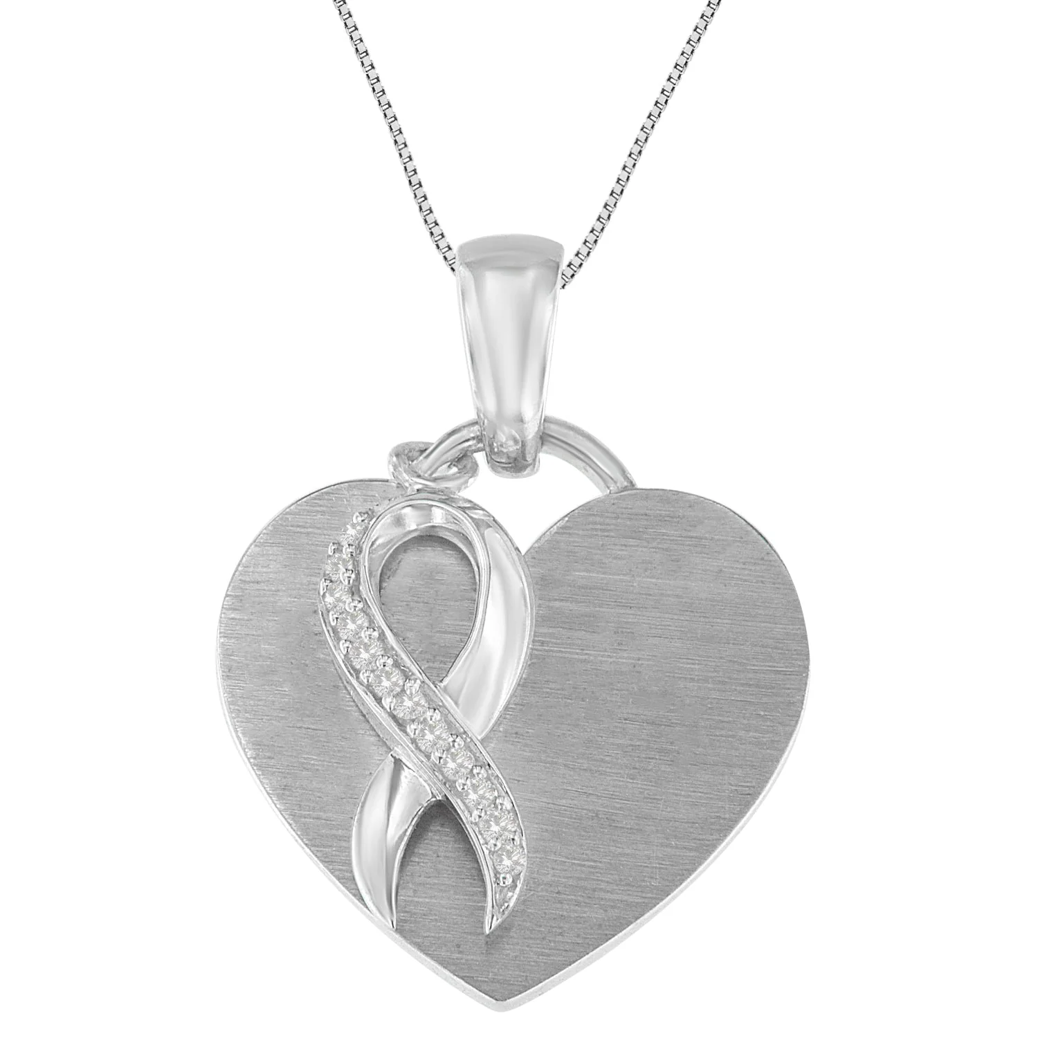.925 Sterling Silver 1/10 cttw Diamond Heart Pendant Necklace (H-I, I1-I2) - Image 3