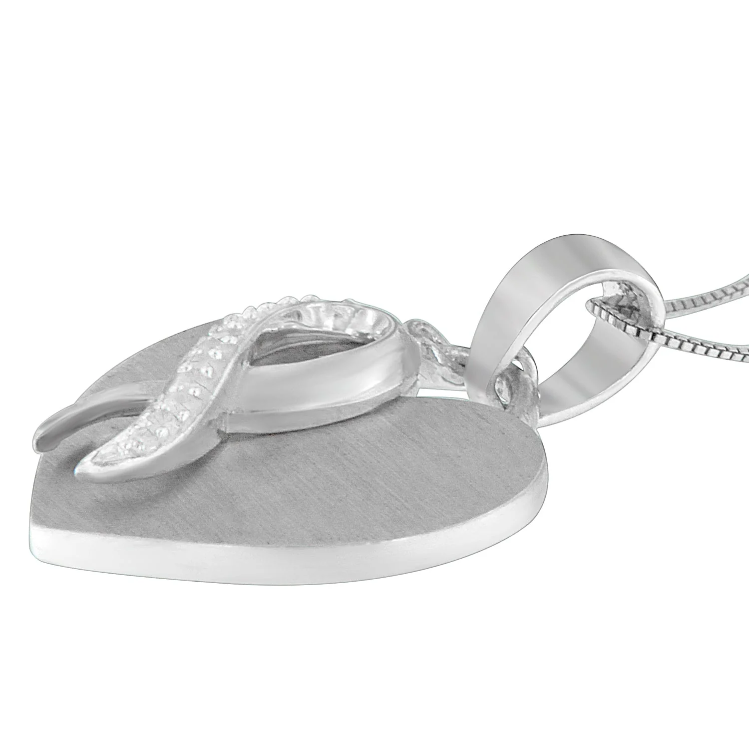 .925 Sterling Silver 1/10 cttw Diamond Heart Pendant Necklace (H-I, I1-I2) - Image 4