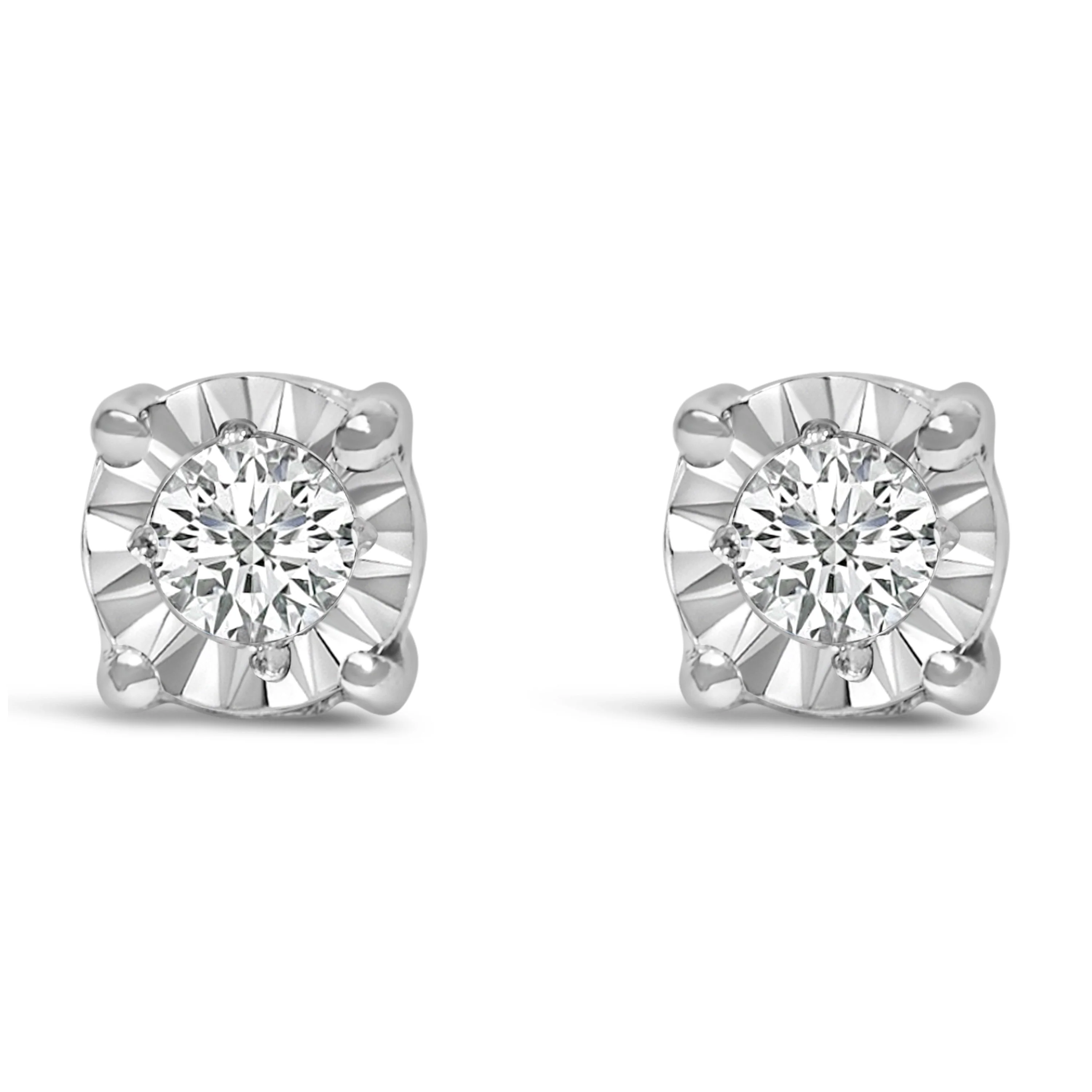 .925 Sterling Silver 1/10 Cttw Round Brilliant-Cut Lab Grown Diamond Miracle-Set Stud Earrings (F-G Color, VS1-VS2 Clarity) - Image 3