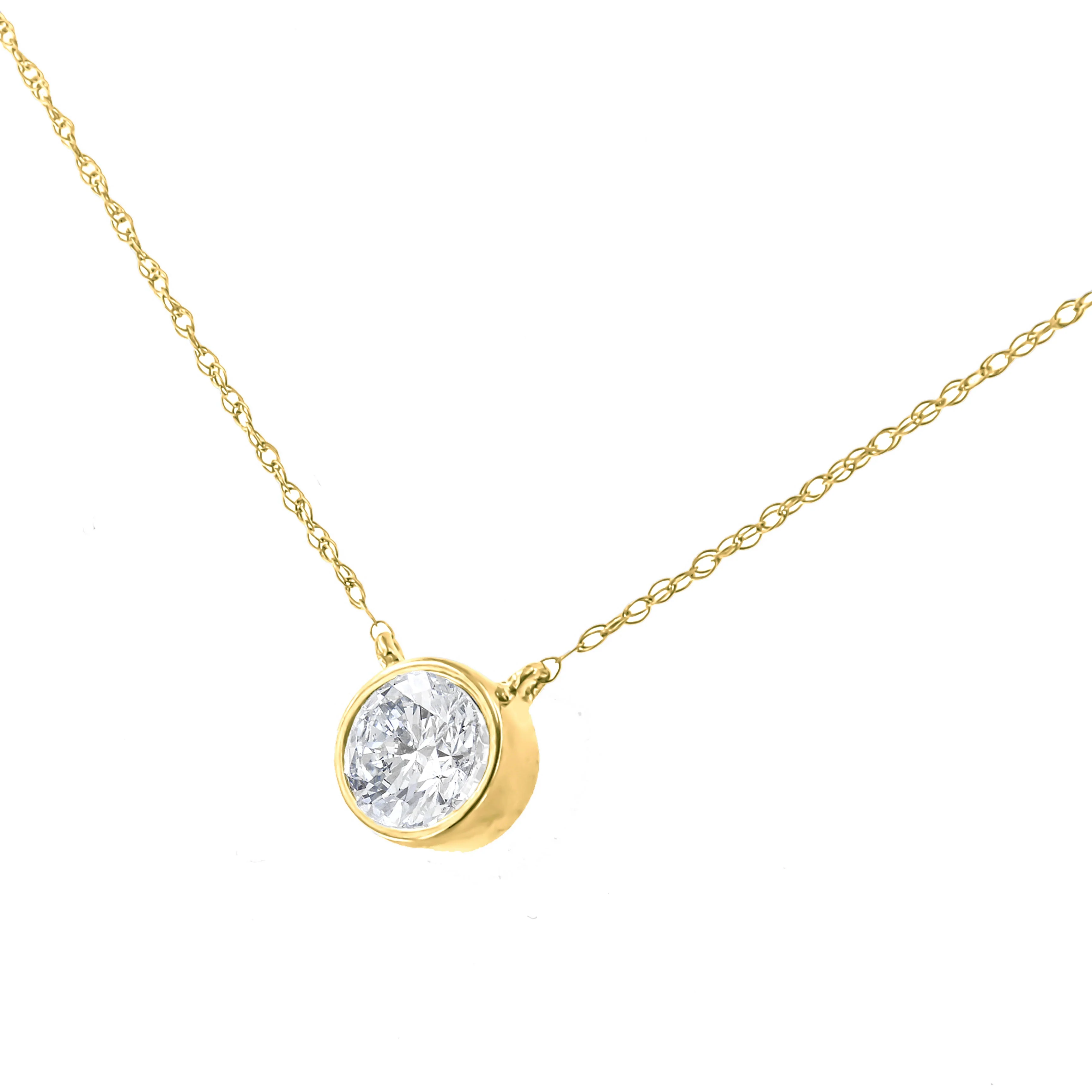.925 Sterling Silver 1/10 Cttw Round-Cut Diamond Bezel 18" Pendant Necklace (J-K Color, I1-I2 Clarity) - Image 13