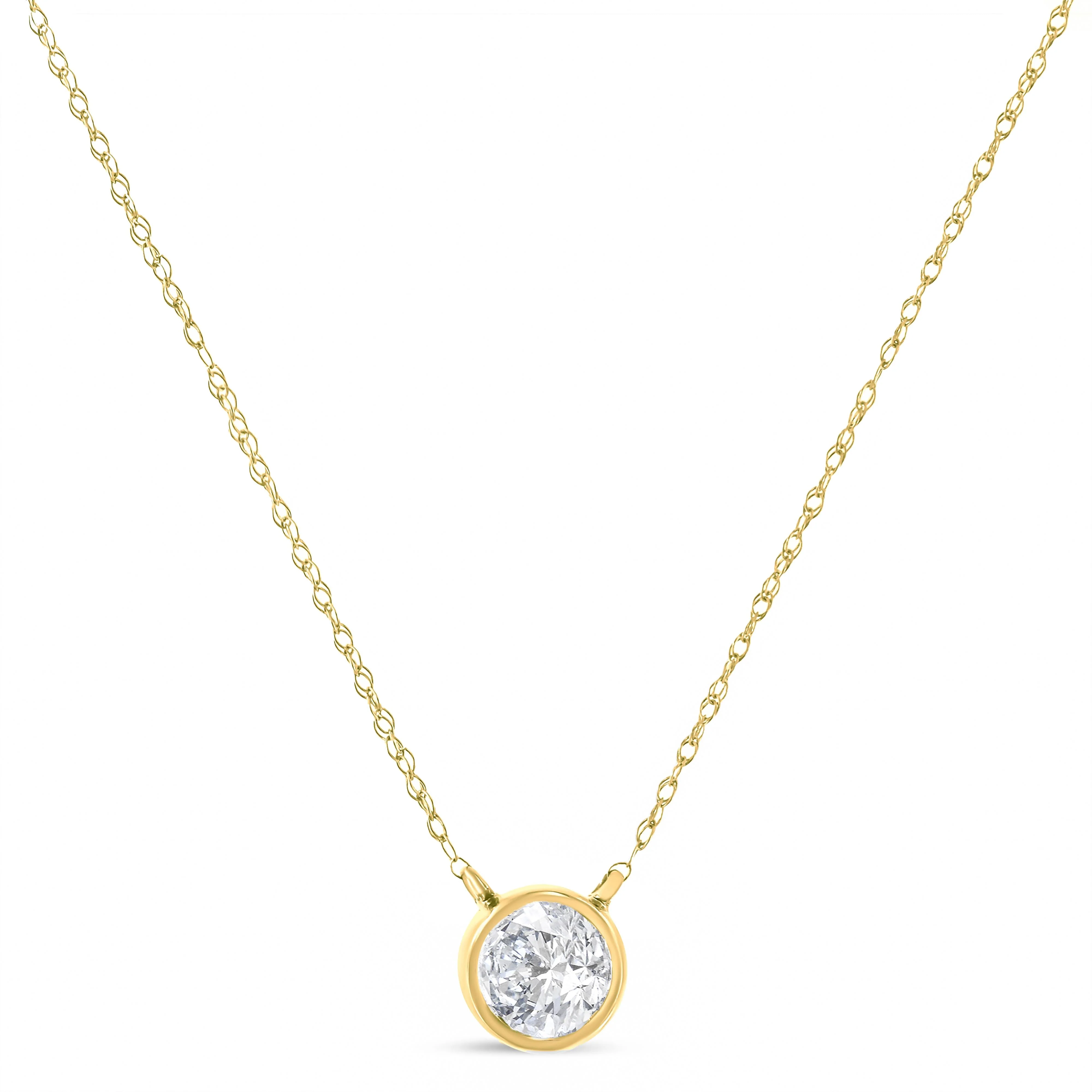 .925 Sterling Silver 1/10 Cttw Round-Cut Diamond Bezel 18" Pendant Necklace (J-K Color, I1-I2 Clarity) - Image 5