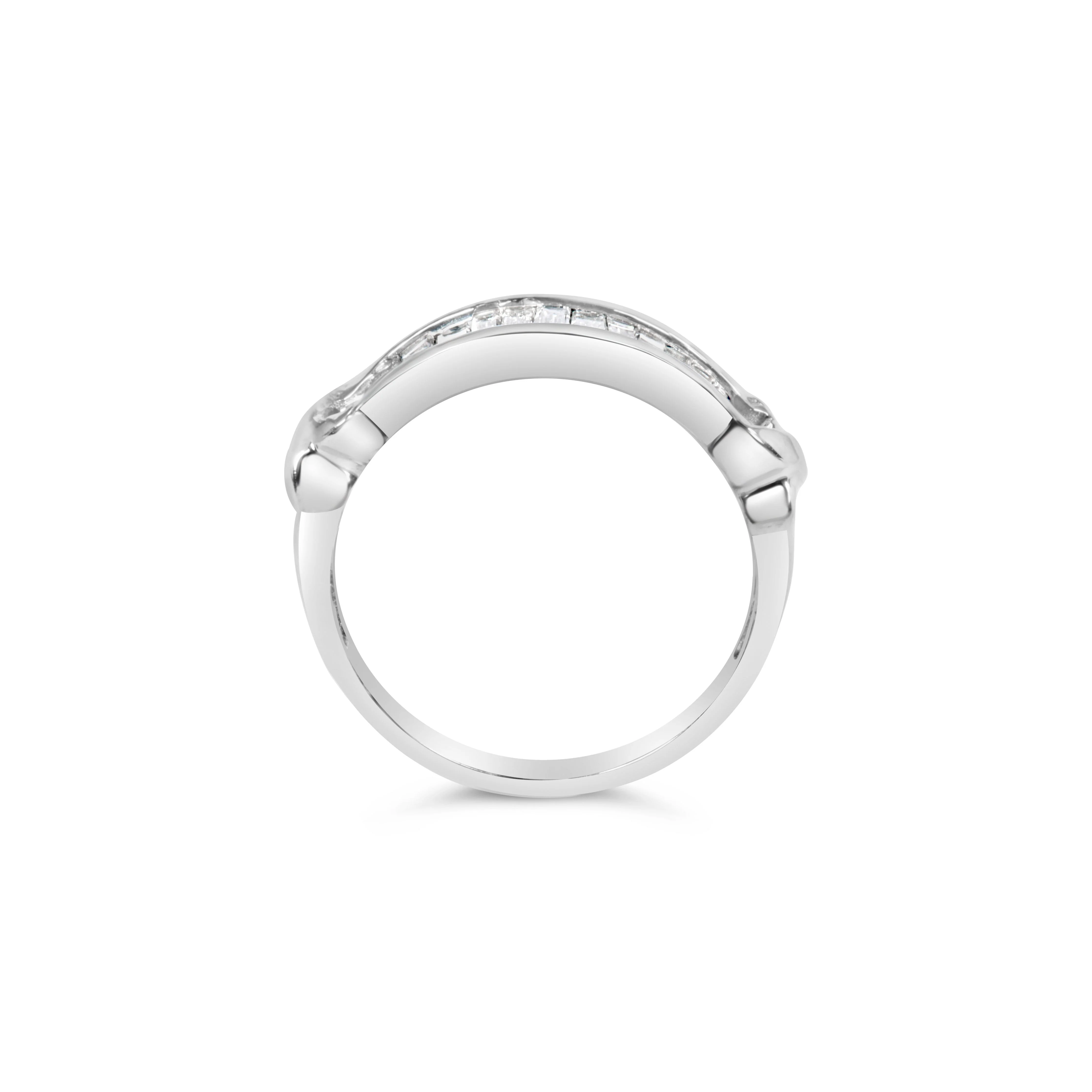 .925 Sterling Silver 1/2 Cttw Baguette Cut Diamond Channel Set X-Station Wedding Ring (H-I Color, I1-I2 Clarity) - Size 6-1/2 - Image 10