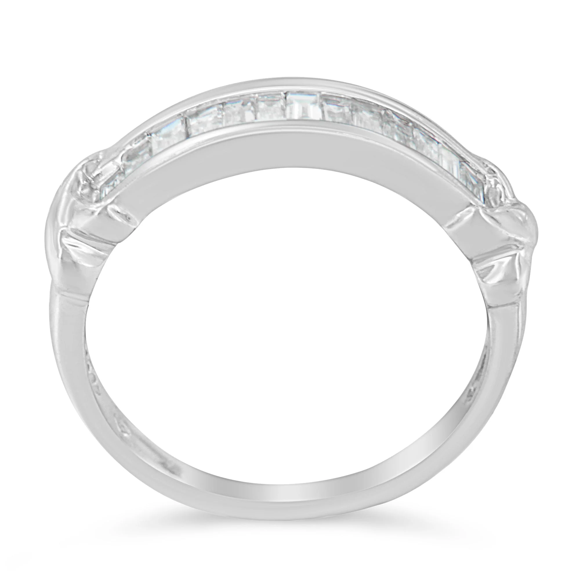 .925 Sterling Silver 1/2 Cttw Baguette Cut Diamond Channel Set X-Station Wedding Ring (H-I Color, I1-I2 Clarity) - Size 6-1/2 - Image 2