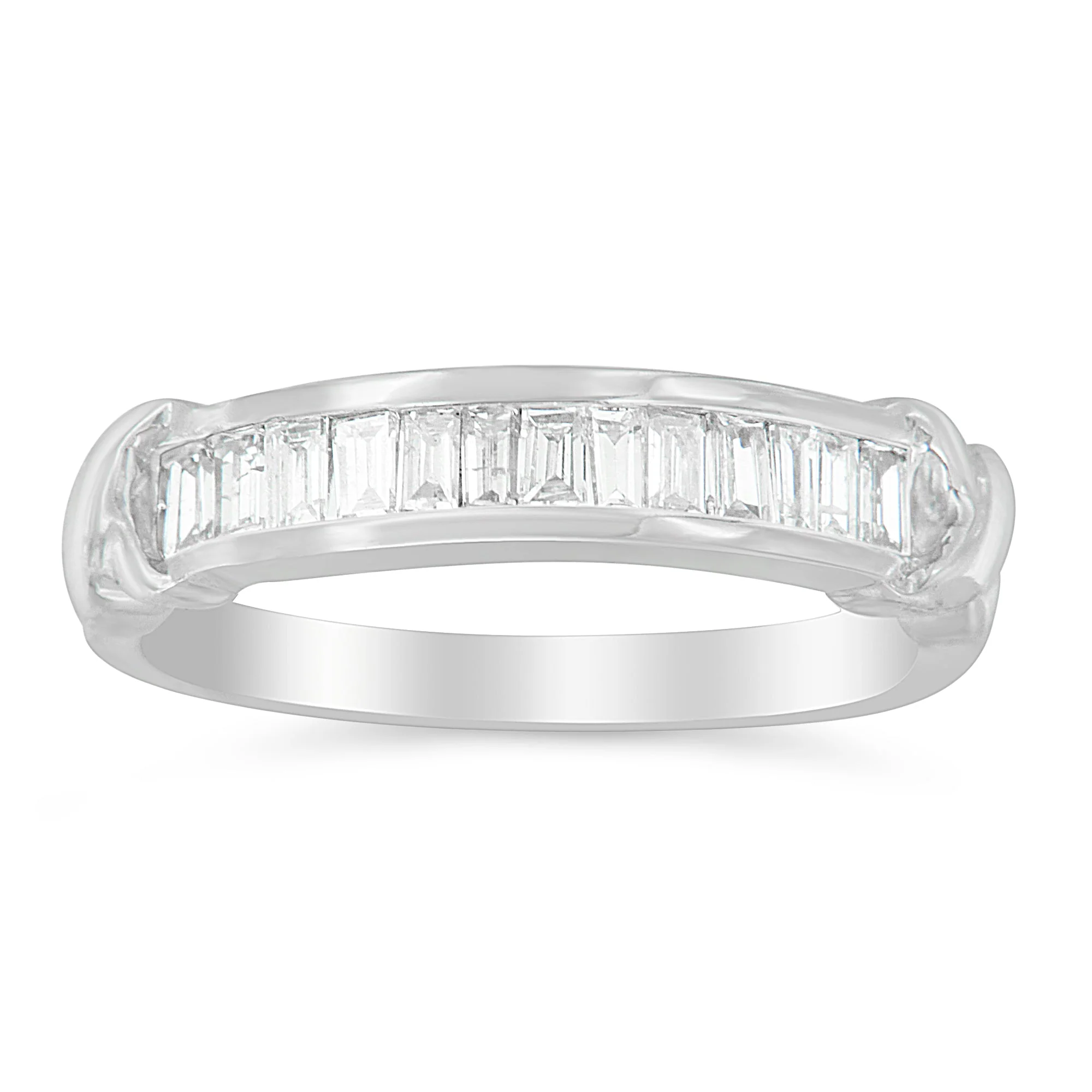 .925 Sterling Silver 1/2 Cttw Baguette Cut Diamond Channel Set X-Station Wedding Ring (H-I Color, I1-I2 Clarity) - Size 6-1/2 - Image 3