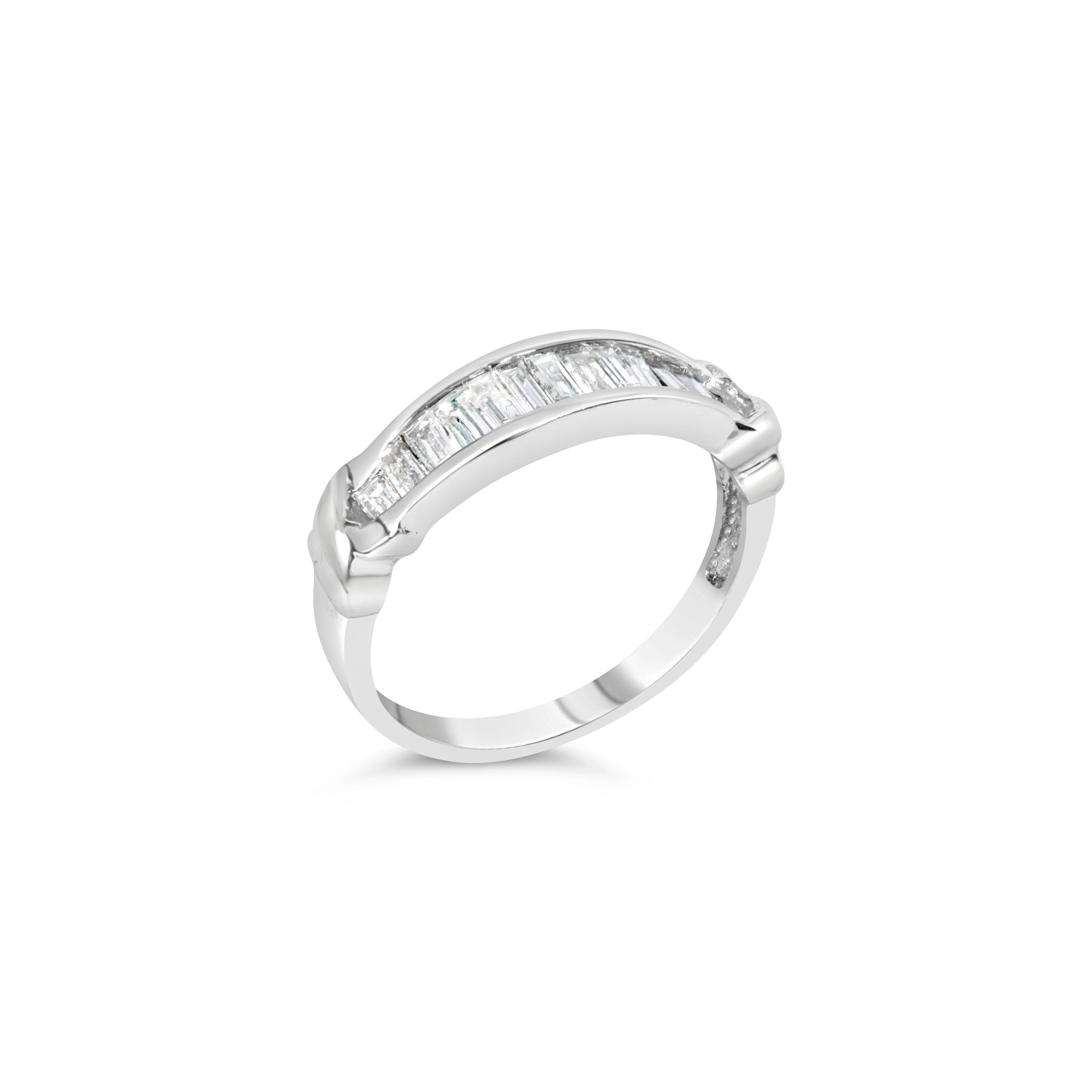 .925 Sterling Silver 1/2 Cttw Baguette Cut Diamond Channel Set X-Station Wedding Ring (H-I Color, I1-I2 Clarity) - Size 6-1/2 - Image 8