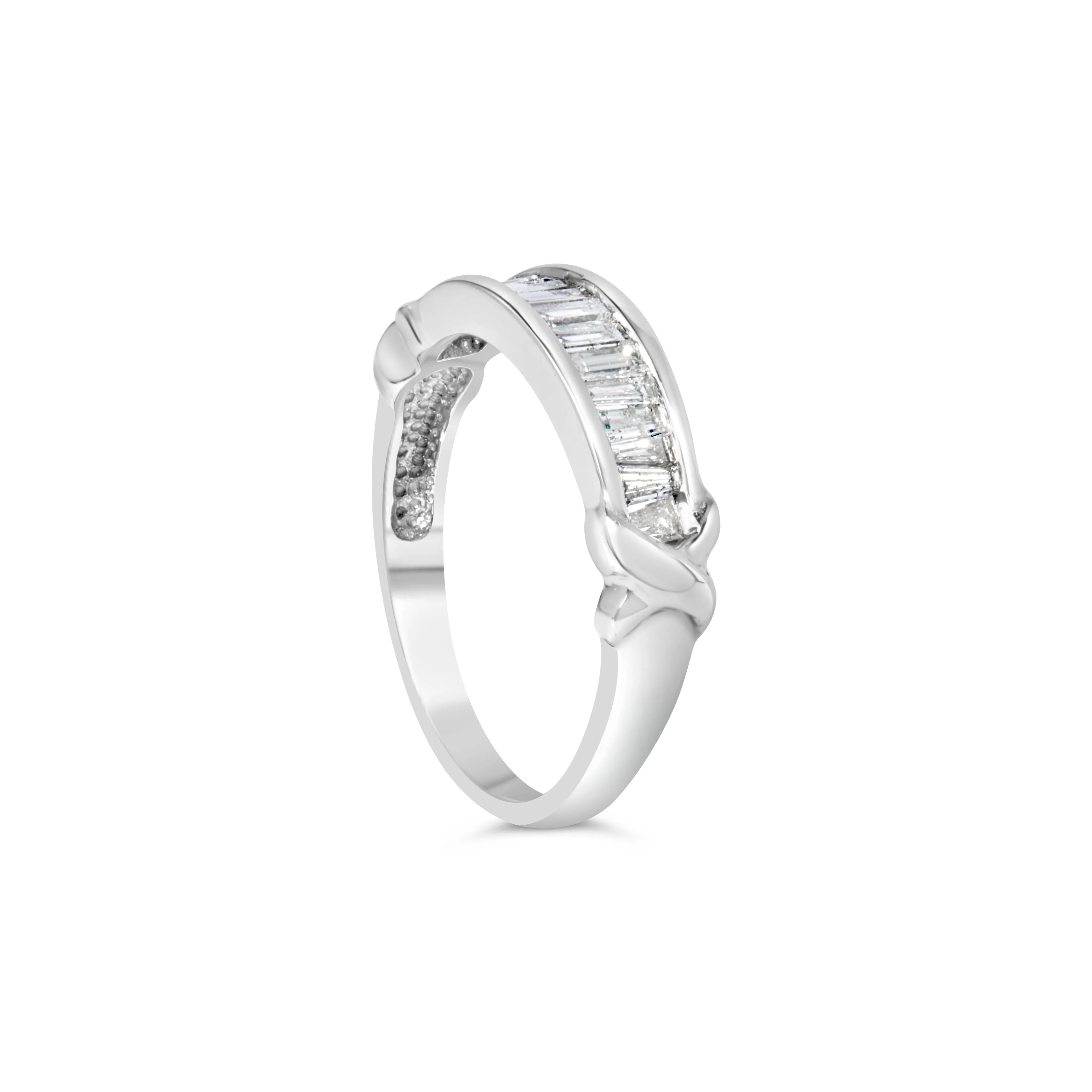 .925 Sterling Silver 1/2 Cttw Baguette Cut Diamond Channel Set X-Station Wedding Ring (H-I Color, I1-I2 Clarity) - Size 6-1/2 - Image 9