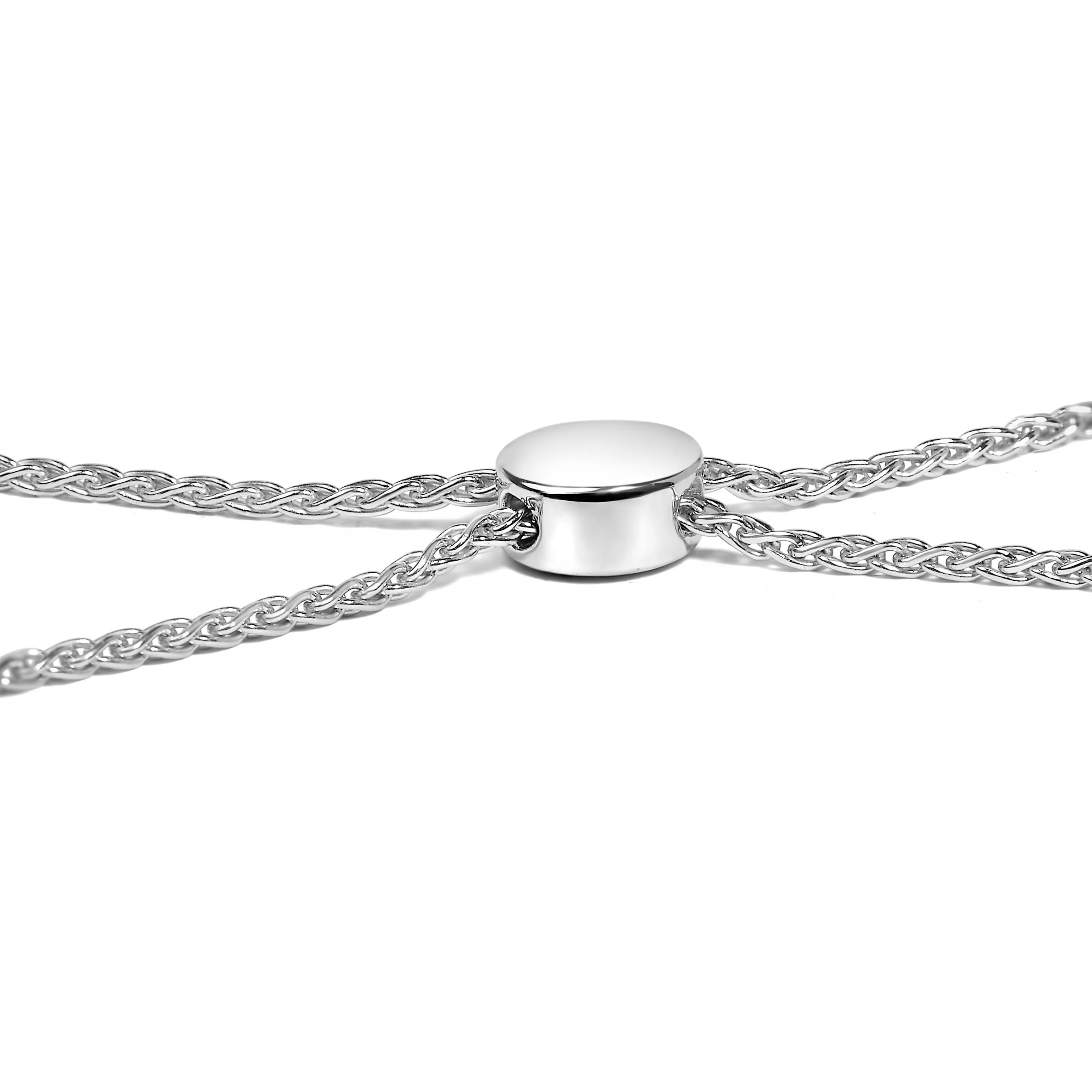 .925 Sterling Silver 1/2 Cttw Diamond Double Wave Bolo Bracelet - Image 2