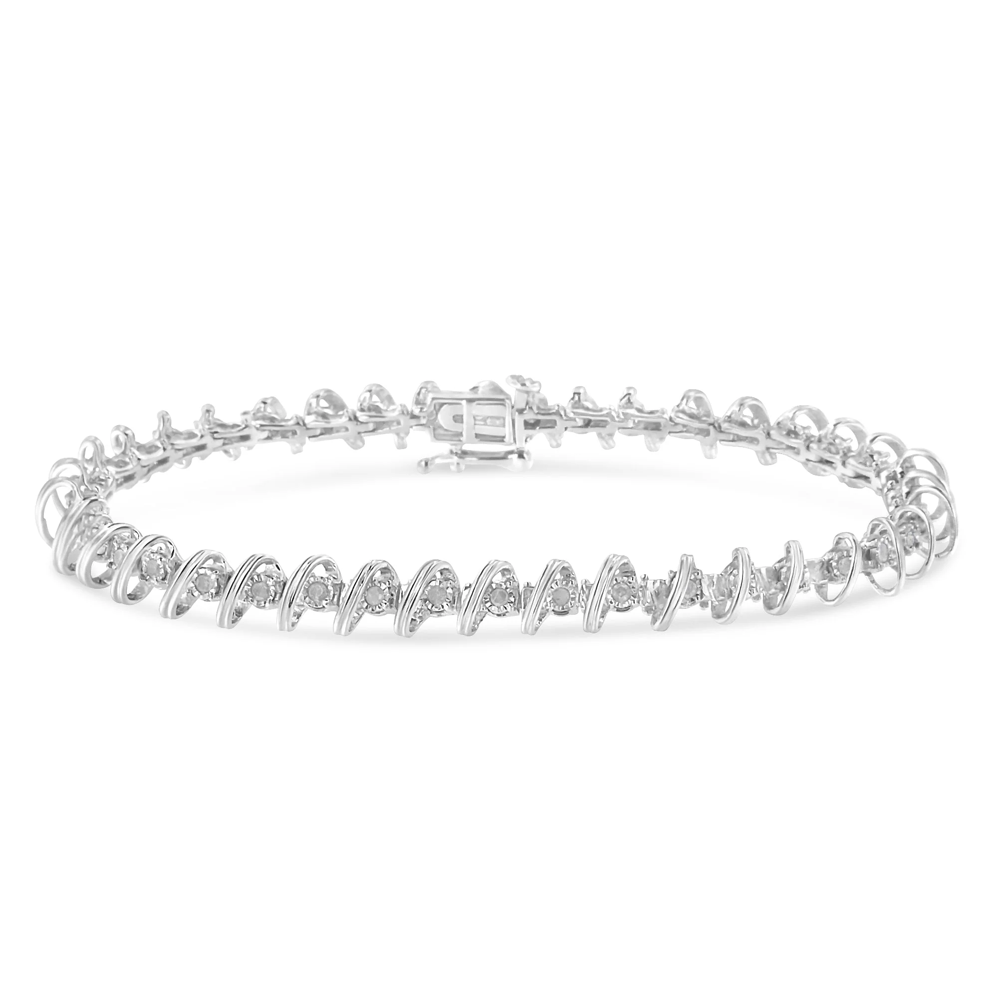 .925 Sterling Silver 1/2 Cttw Diamond Miracle-Set 7" Tennis Bracelet (I-J Color, I3 Clarity) - Image 6