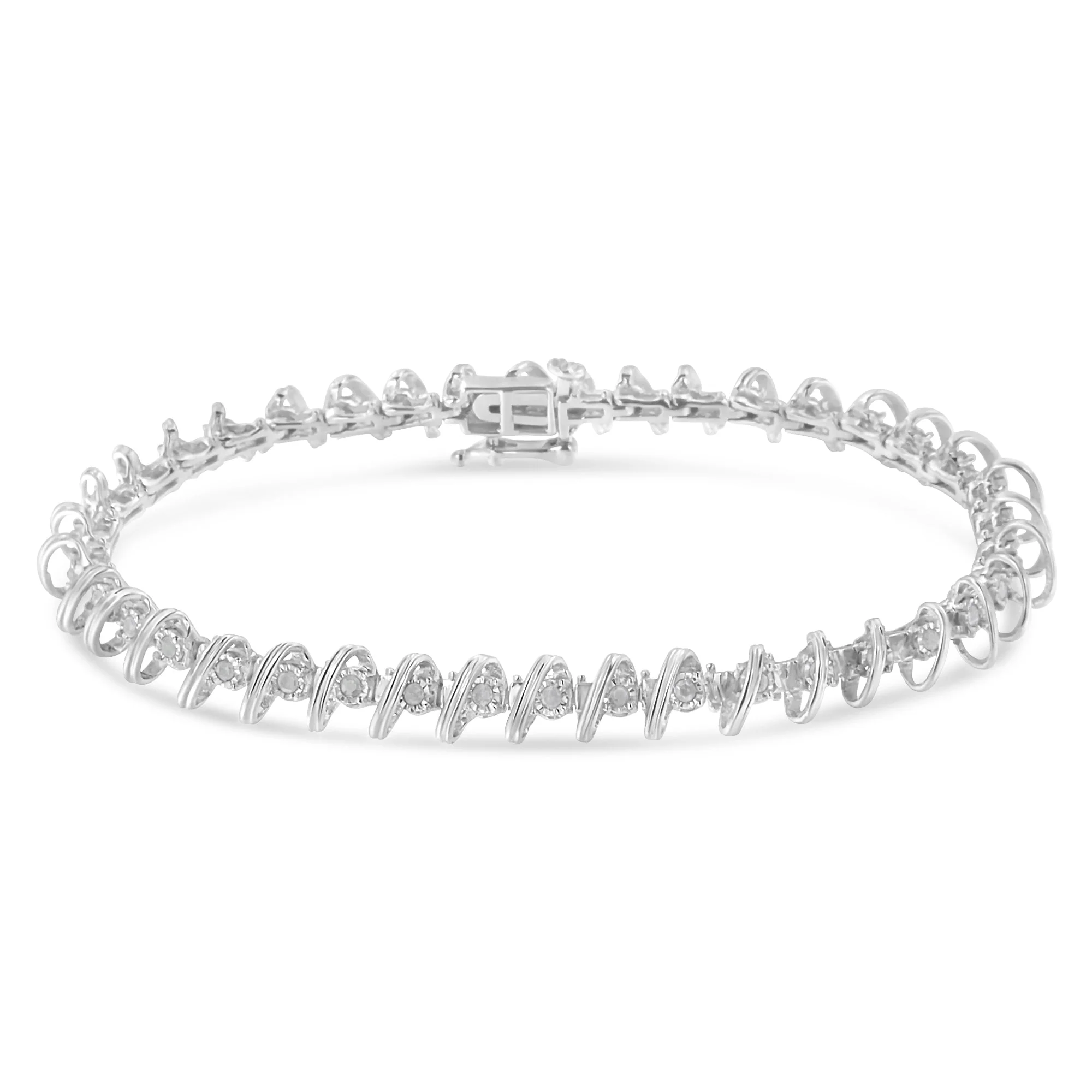 .925 Sterling Silver 1/2 Cttw Diamond Miracle-Set 7" Tennis Bracelet (I-J Color, I3 Clarity) - Image 7