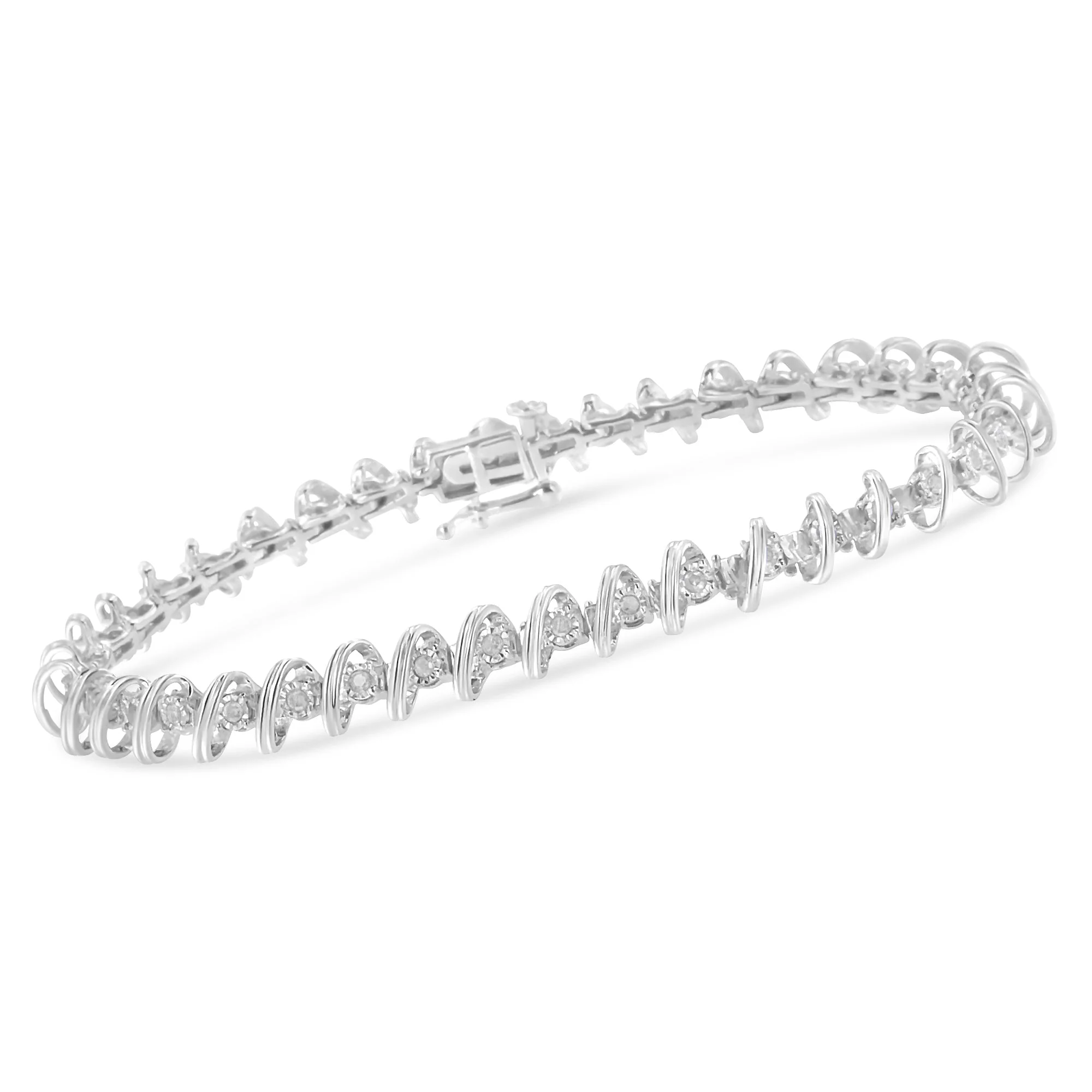 .925 Sterling Silver 1/2 Cttw Diamond Miracle-Set 7" Tennis Bracelet (I-J Color, I3 Clarity) - Image 8
