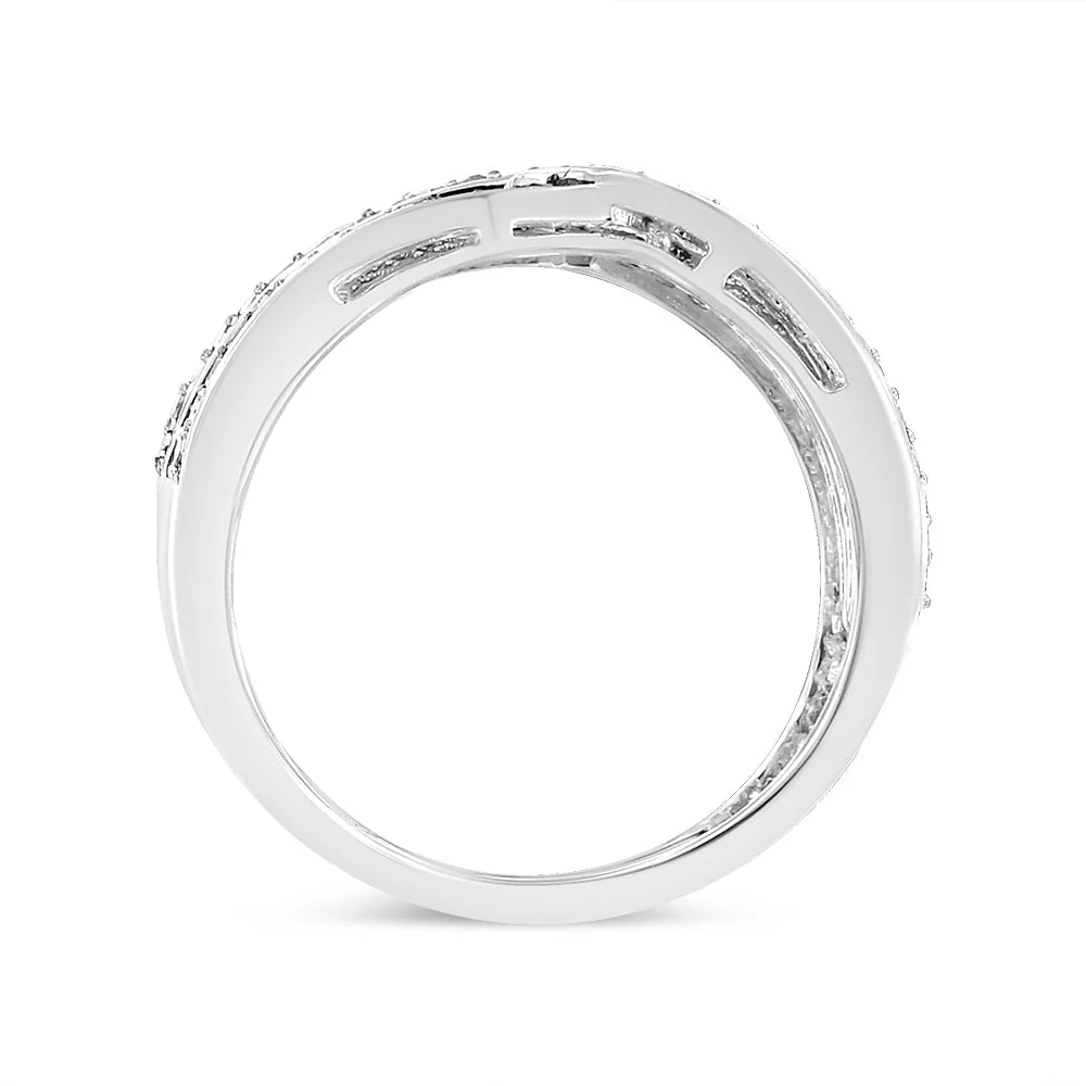 .925 Sterling Silver 1/2 Cttw Diamond Multi-Row Bypass Band Ring (I-J Color, I3 Clarity) - Size 7 - Image 6
