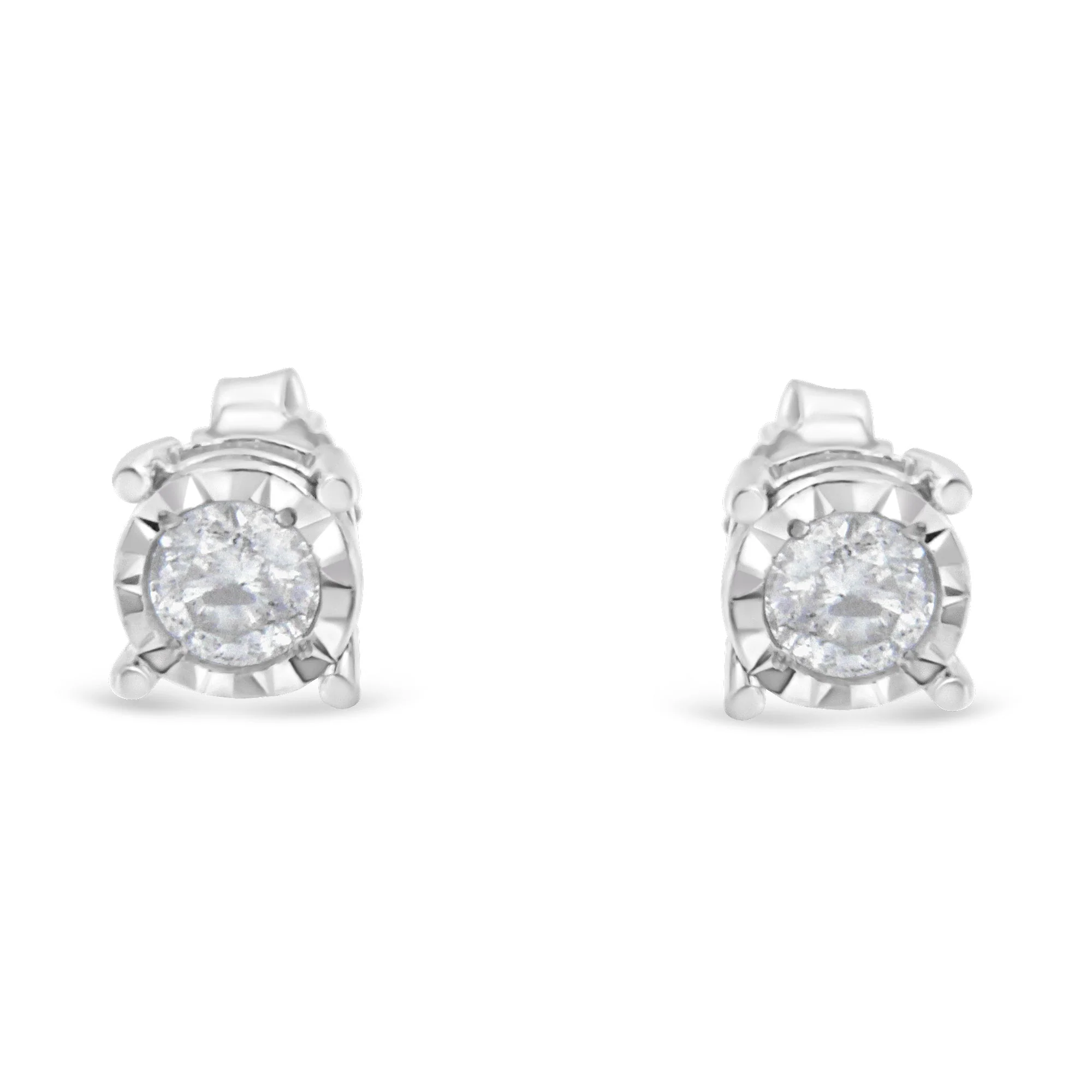 .925 Sterling Silver 1/2 Cttw Near Colorless Round Brilliant-Cut Diamond Miracle-Set Stud Earrings (H-I Color, I2-I3 Clarity) - Image 7