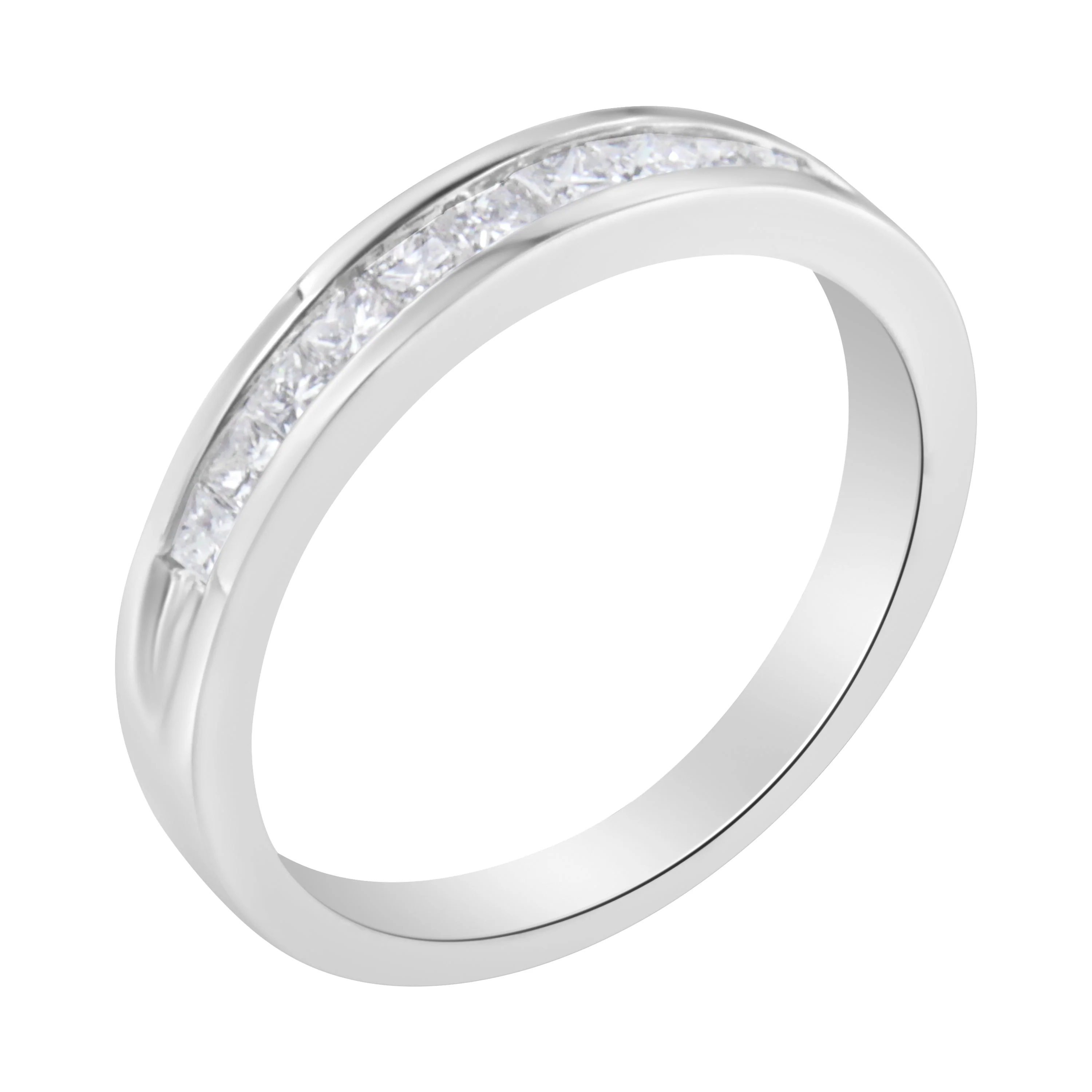 .925 Sterling Silver 1/2 Cttw Princess-Cut Diamond Channel-Set Half-Eternity Wedding or Anniversary Band Ring (H-I Color, I2 Clarity) - Size 6 - Image 3