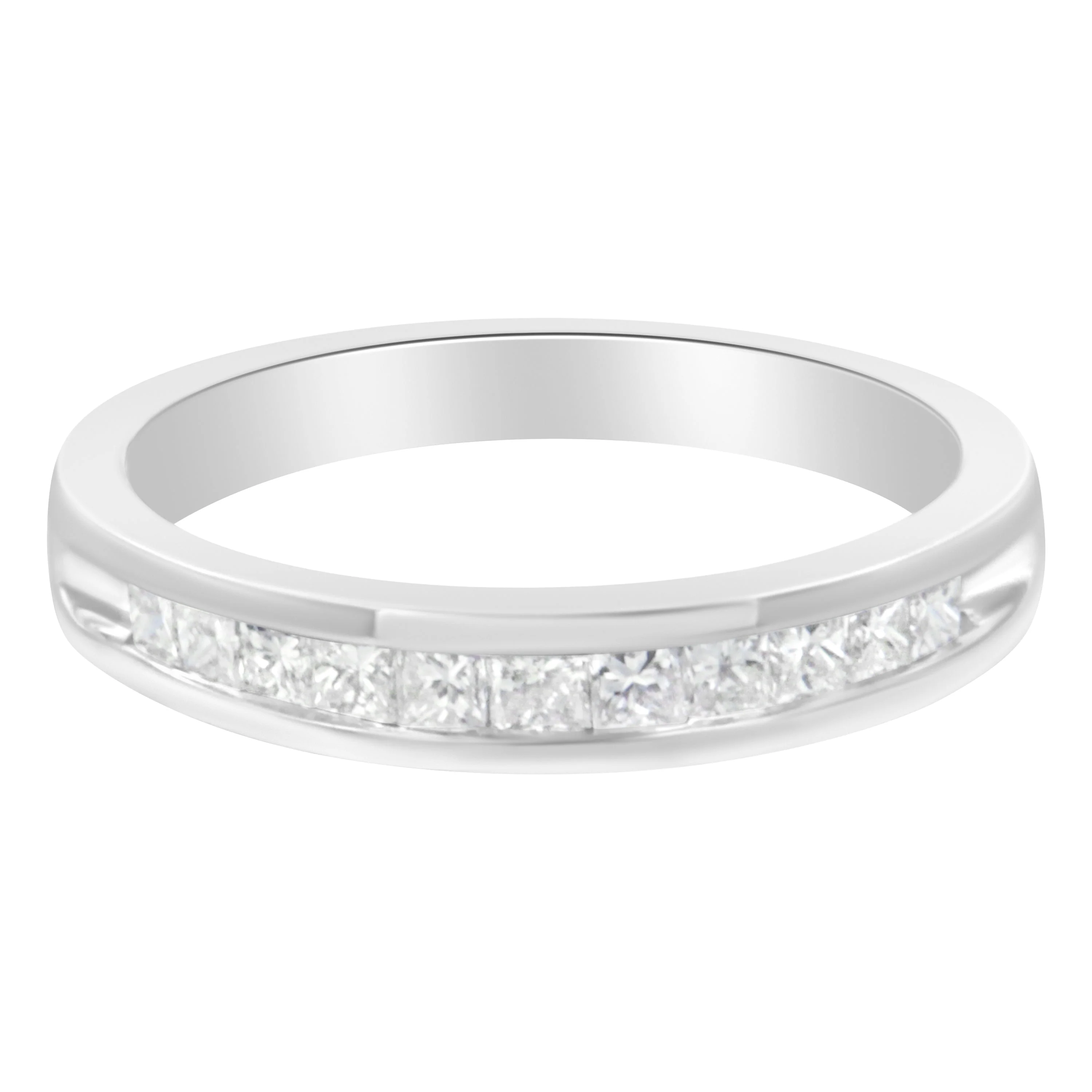 .925 Sterling Silver 1/2 Cttw Princess-Cut Diamond Channel-Set Half-Eternity Wedding or Anniversary Band Ring (H-I Color, I2 Clarity) - Size 6 - Image 5