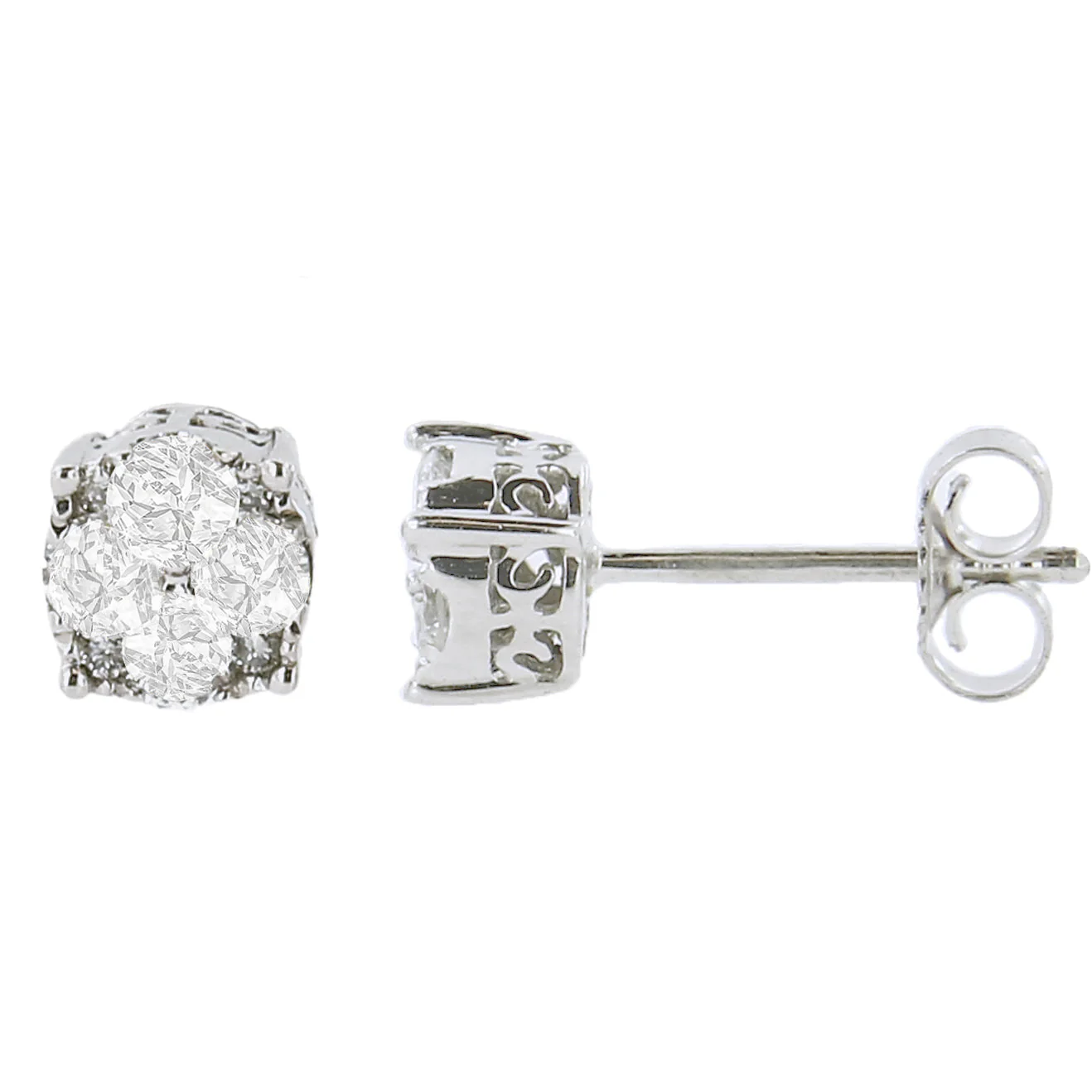 .925 Sterling Silver 1/2 cttw Prong Set Round-Cut Diamond Cluster Stud Earring (I-J Color, I2-I3 Clarity) - Image 60