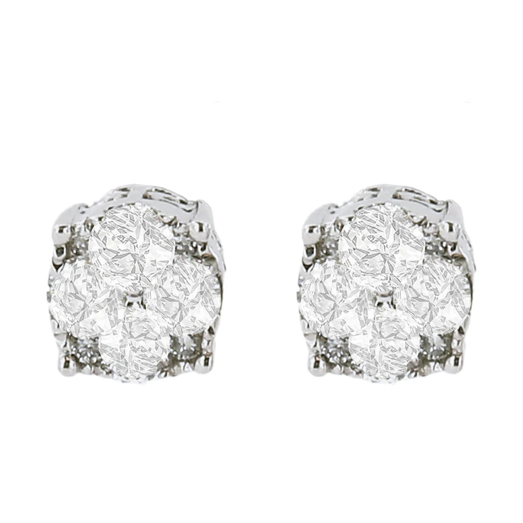 .925 Sterling Silver 1/2 cttw Prong Set Round-Cut Diamond Cluster Stud Earring (I-J Color, I2-I3 Clarity) - Image 62
