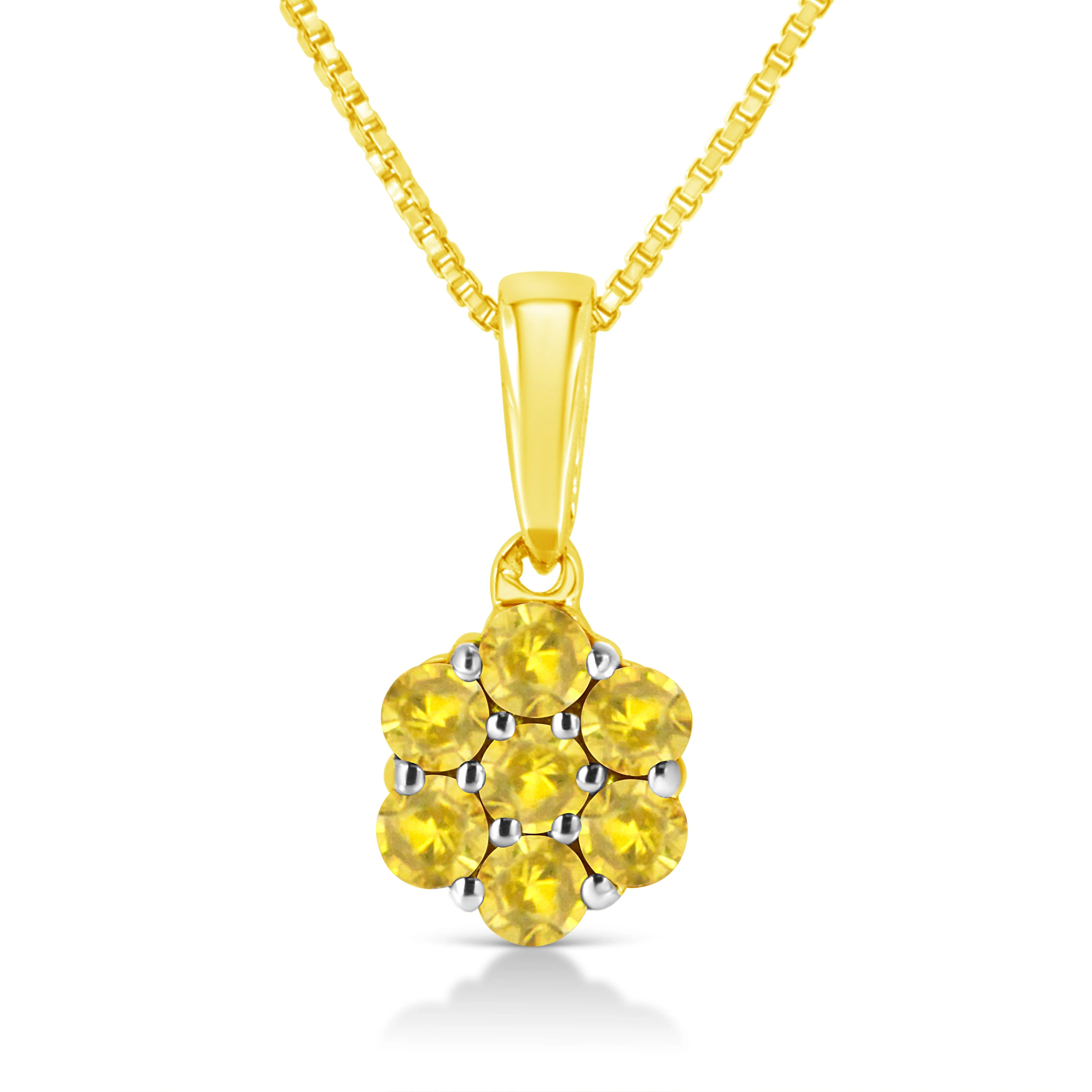 .925 Sterling Silver 1/2 Cttw Prong Set Treated Green Diamond Floral Cluster 18" Pendant Necklace (Green Color, I1-I2 Clarity) - Image 9