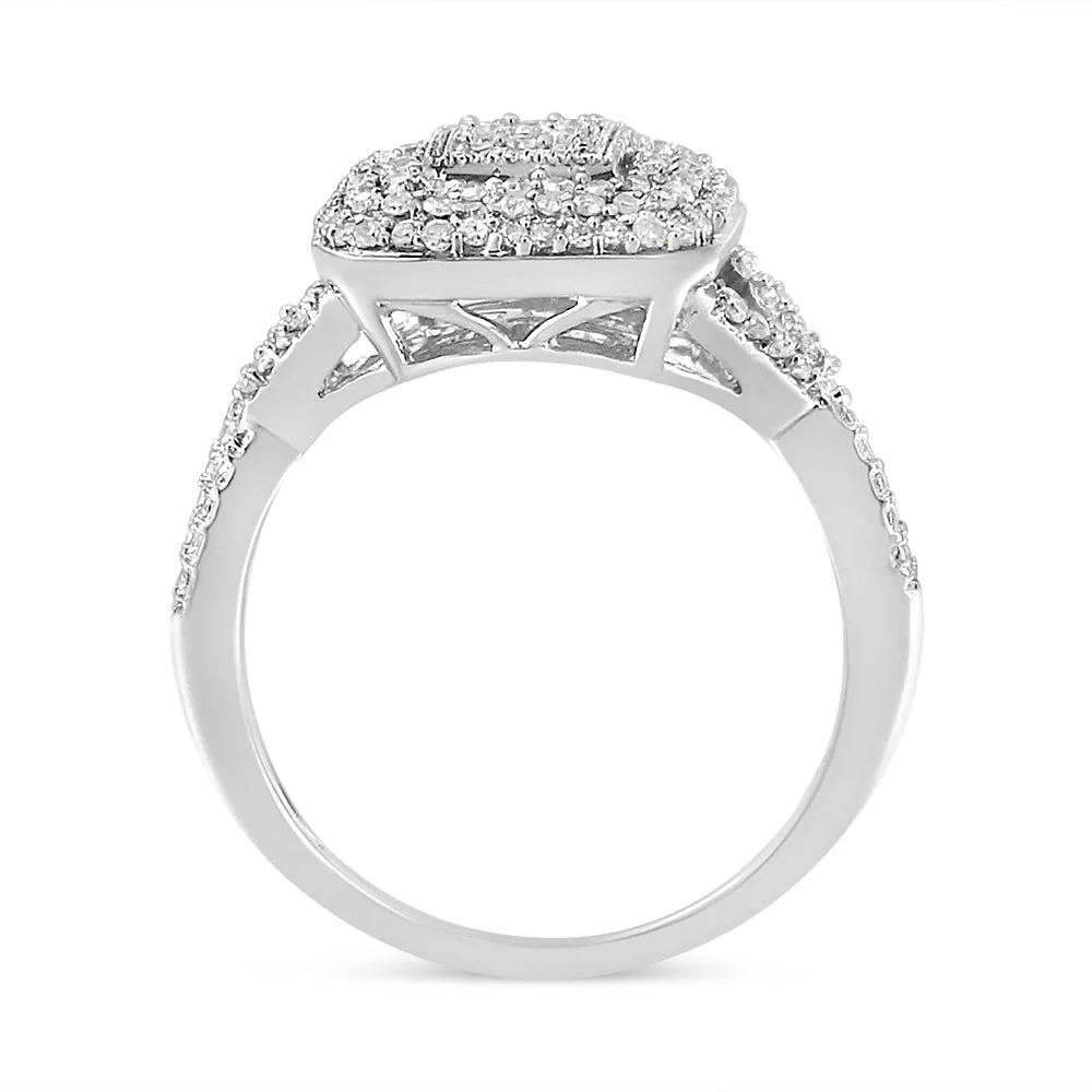 .925 Sterling Silver 1/2 Cttw Round-Cut Diamond Cluster Cushion Ring (I-J , I1-I2) - Size 7 - Image 7