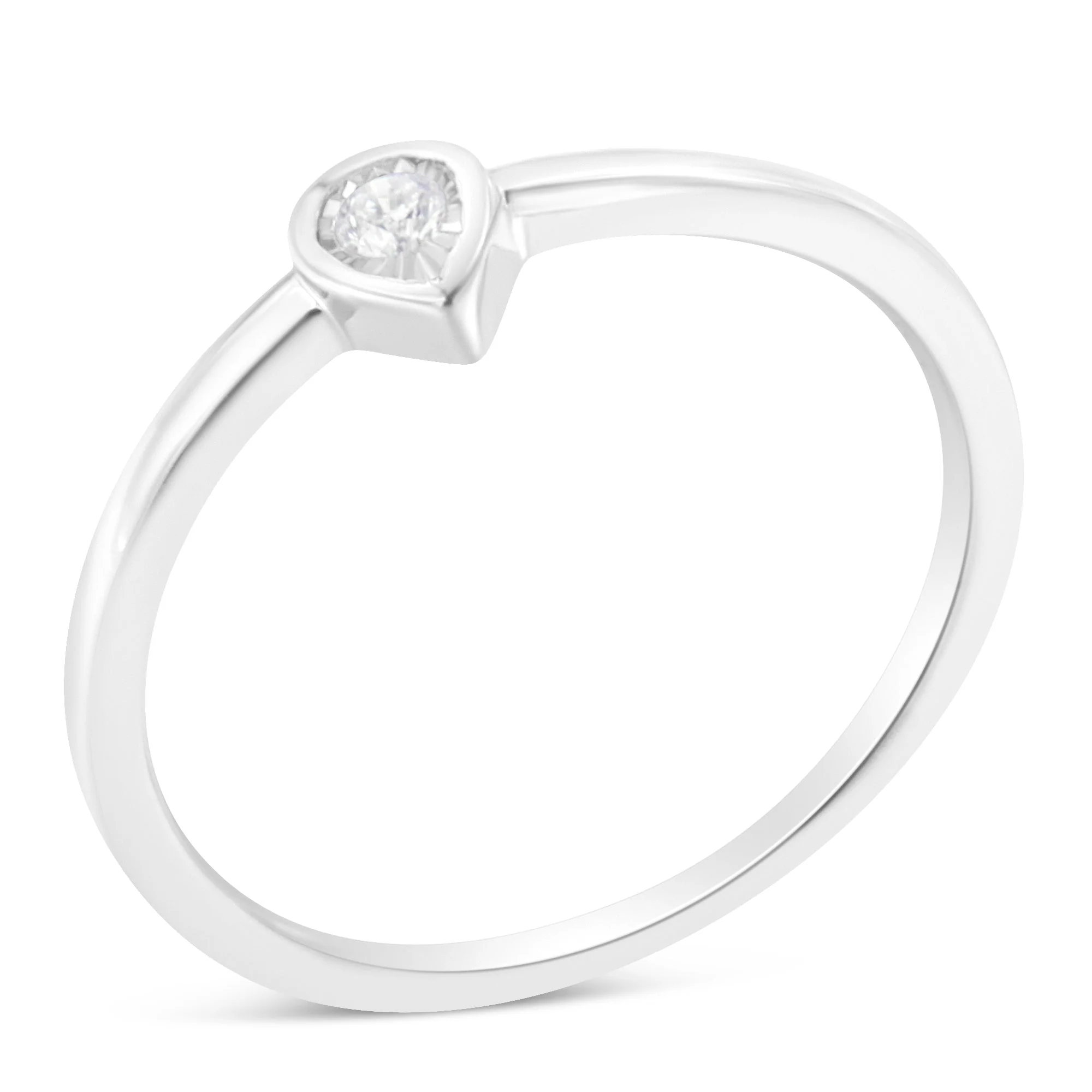 .925 Sterling Silver 1/20 Carat Diamond Teardrop Pear-Shaped Miracle Set Petite Fashion Promise Ring (J-K Color, I1-I2 Clarity) - Size 6 - Image 5