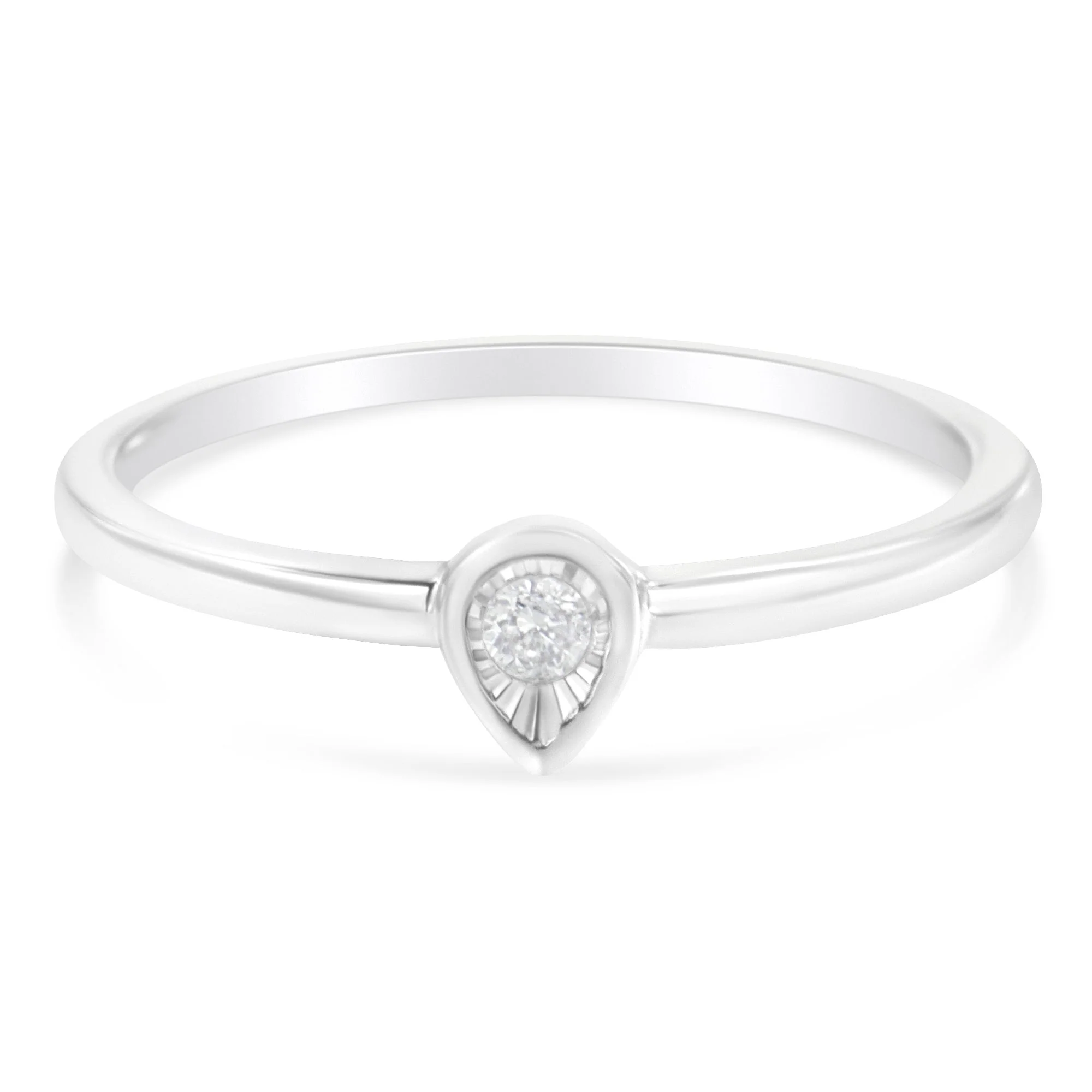 .925 Sterling Silver 1/20 Carat Diamond Teardrop Pear-Shaped Miracle Set Petite Fashion Promise Ring (J-K Color, I1-I2 Clarity) - Size 6 - Image 7
