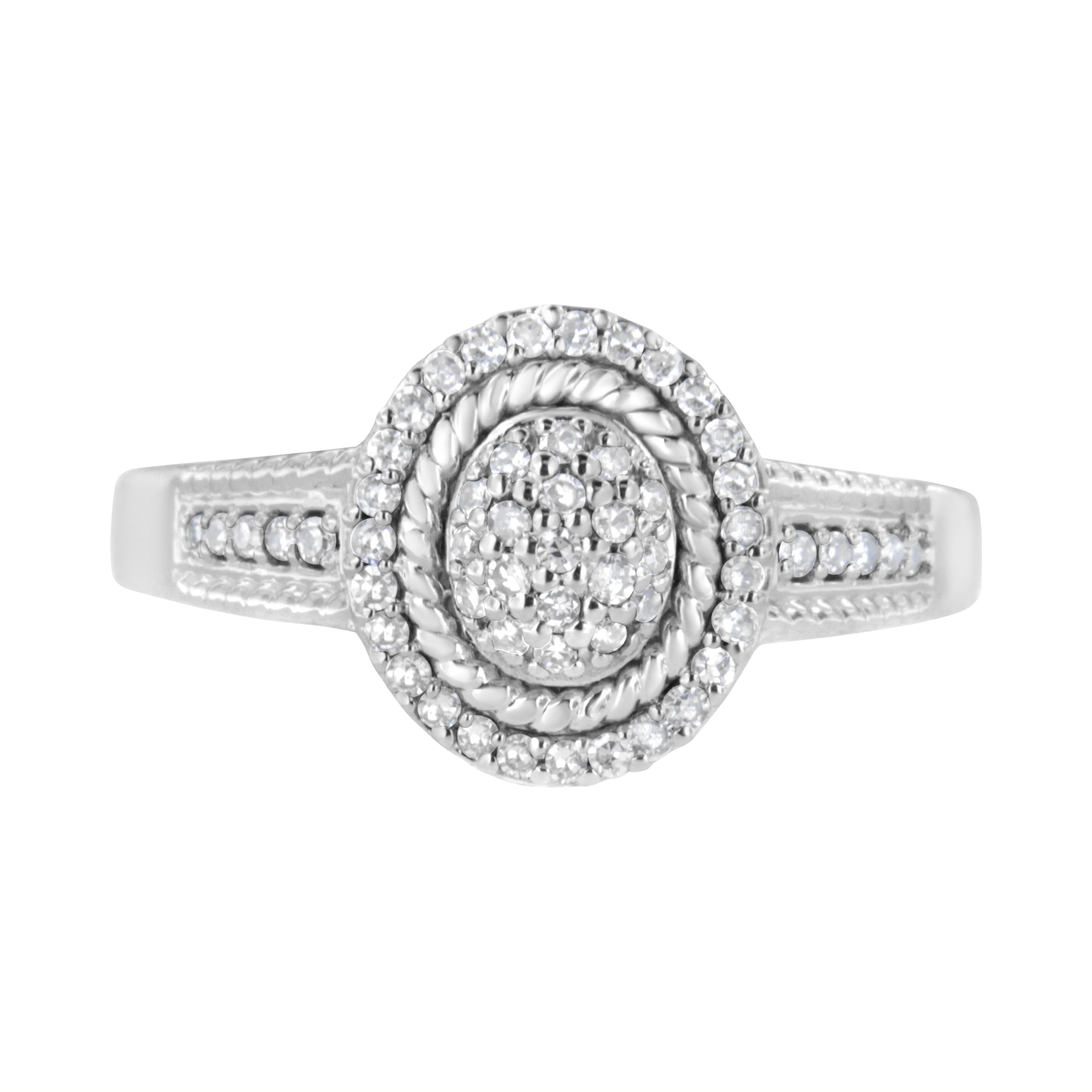 .925 Sterling Silver 1/3 Cttw Pave Set Round-Cut Diamond Braided Halo Cocktail Ring (I-J Color, I2-I3 Clarity) - Size 7 - Image 5