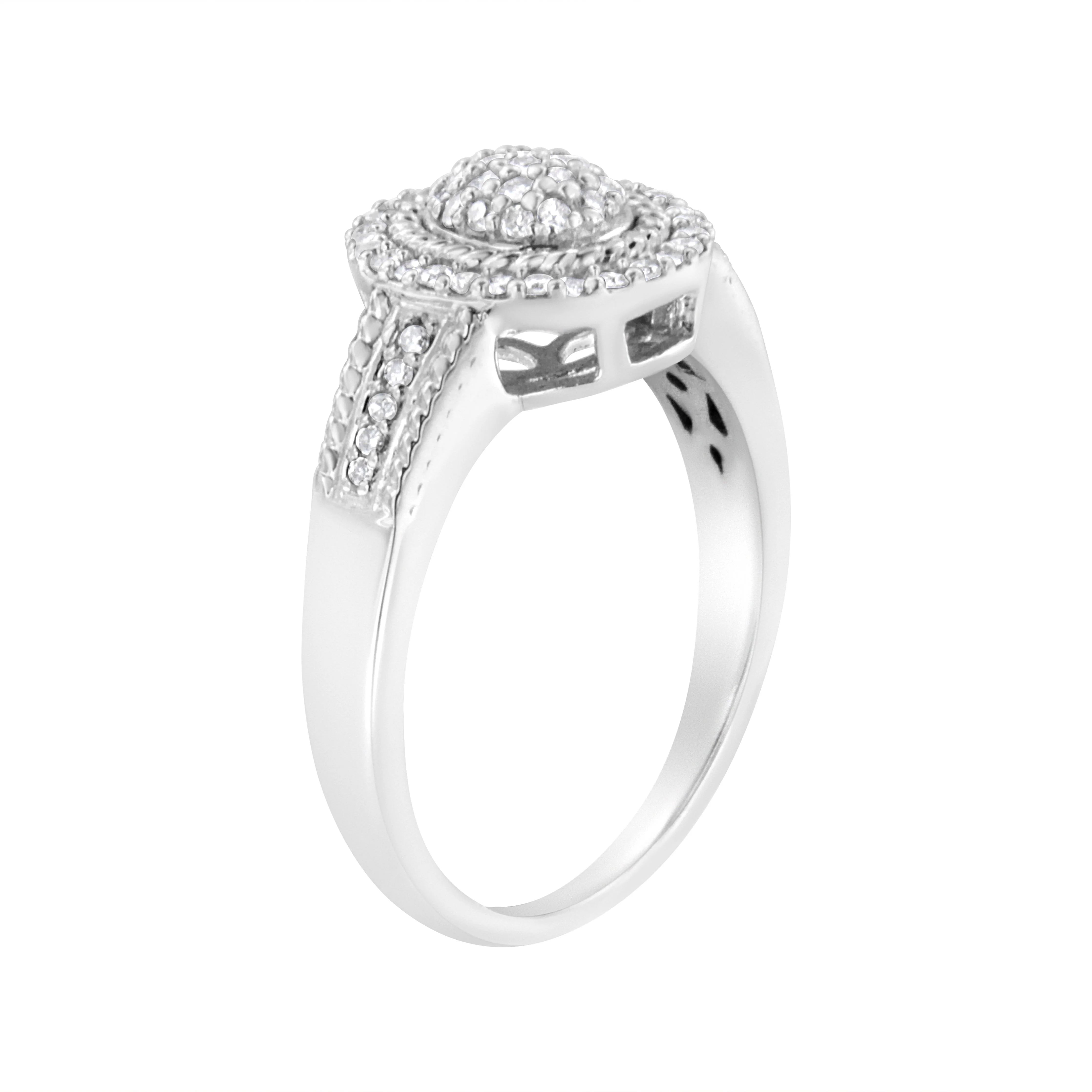 .925 Sterling Silver 1/3 Cttw Pave Set Round-Cut Diamond Braided Halo Cocktail Ring (I-J Color, I2-I3 Clarity) - Size 7 - Image 6