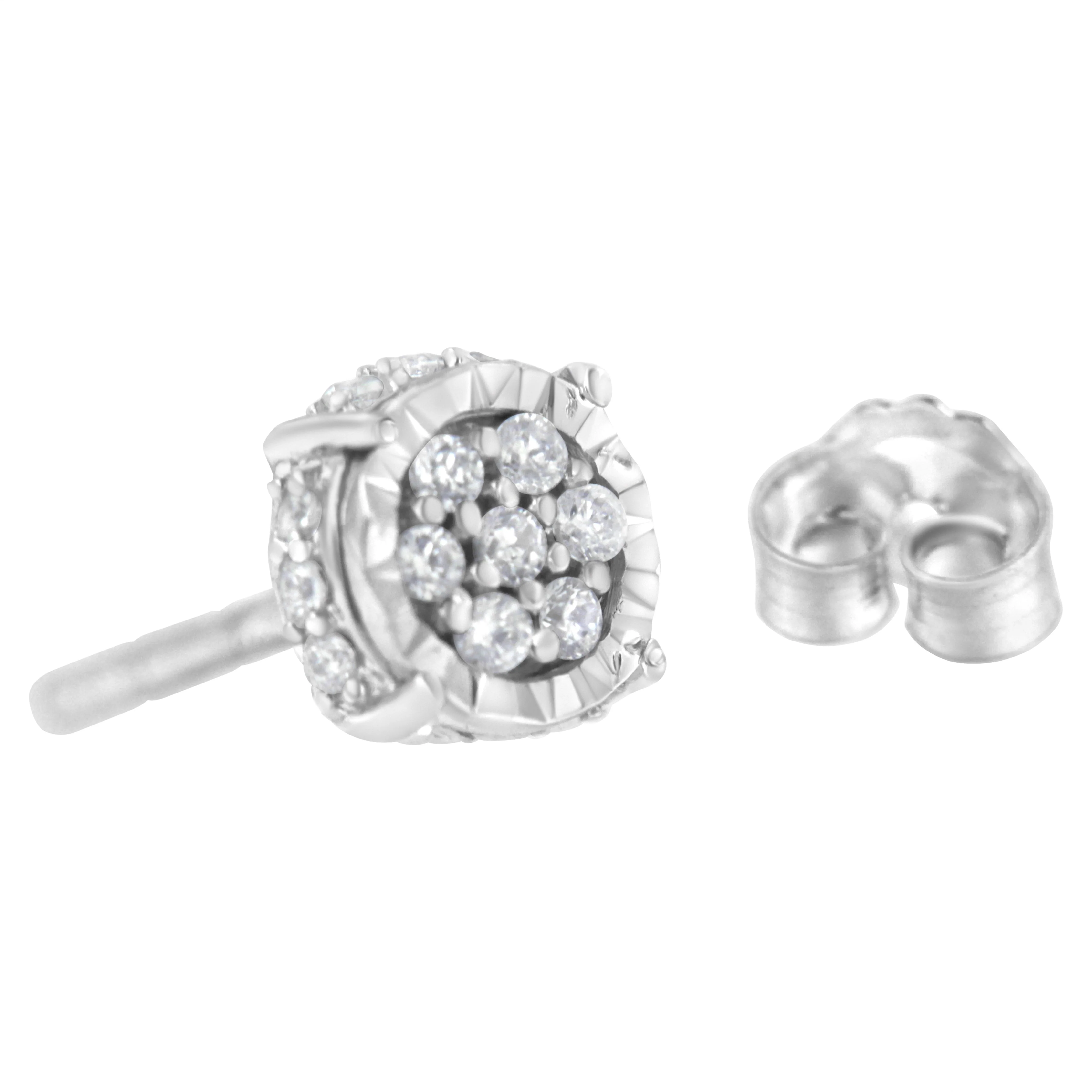.925 Sterling Silver 1/3 cttw Round-cut Diamond Floral Stud Earring (I-J Clarity, I3 Color) - Image 6