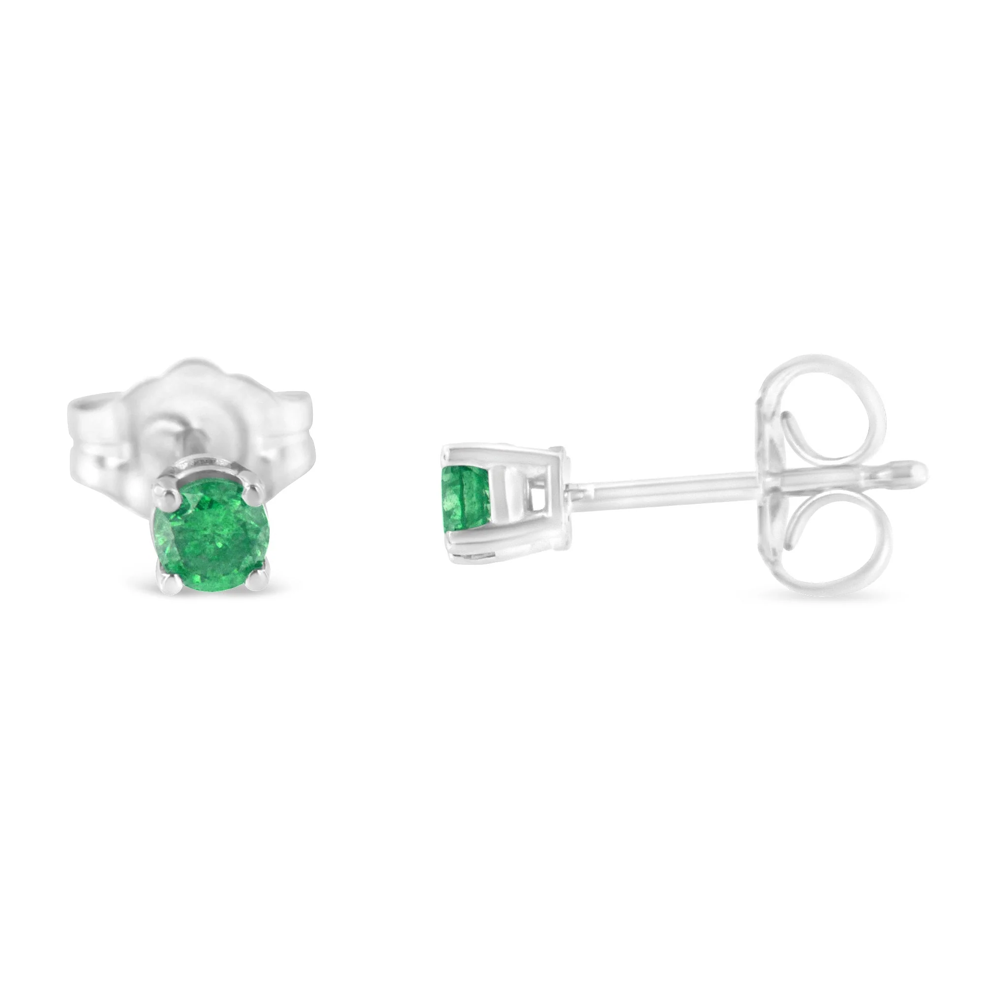.925 Sterling Silver 1/4 Cttw Round Brilliant-Cut Green Diamond Classic 4-Prong Stud Earrings (Fancy Color-Enhanced, I2-I3 Clarity) - Image 5
