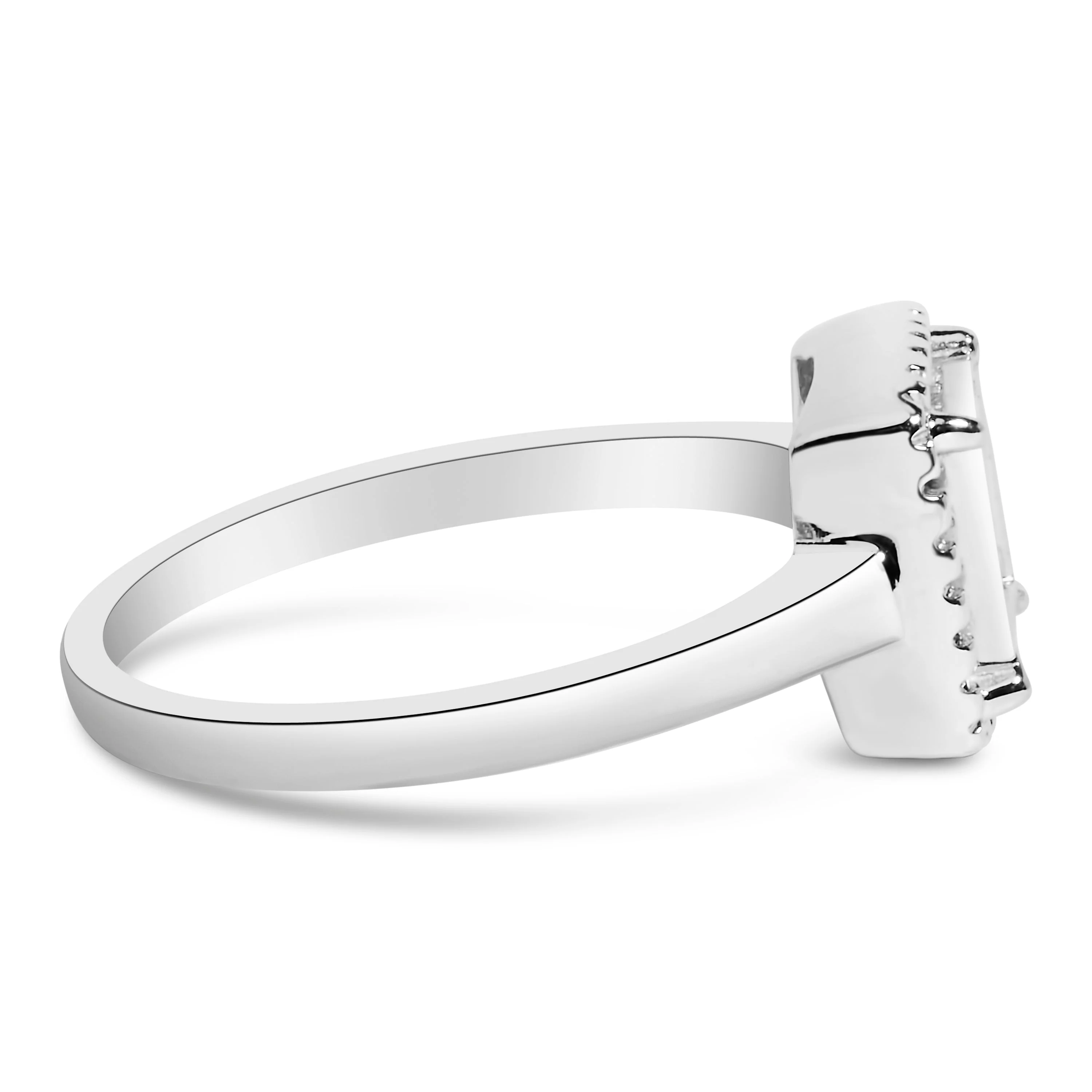 .925 Sterling Silver 1/5 Cttw Invisible Set Princess Cut Diamond Promise Ring with Beaded Halo (H-I Color, I1-I2 Clarity) - Ring Size 7 - Image 2