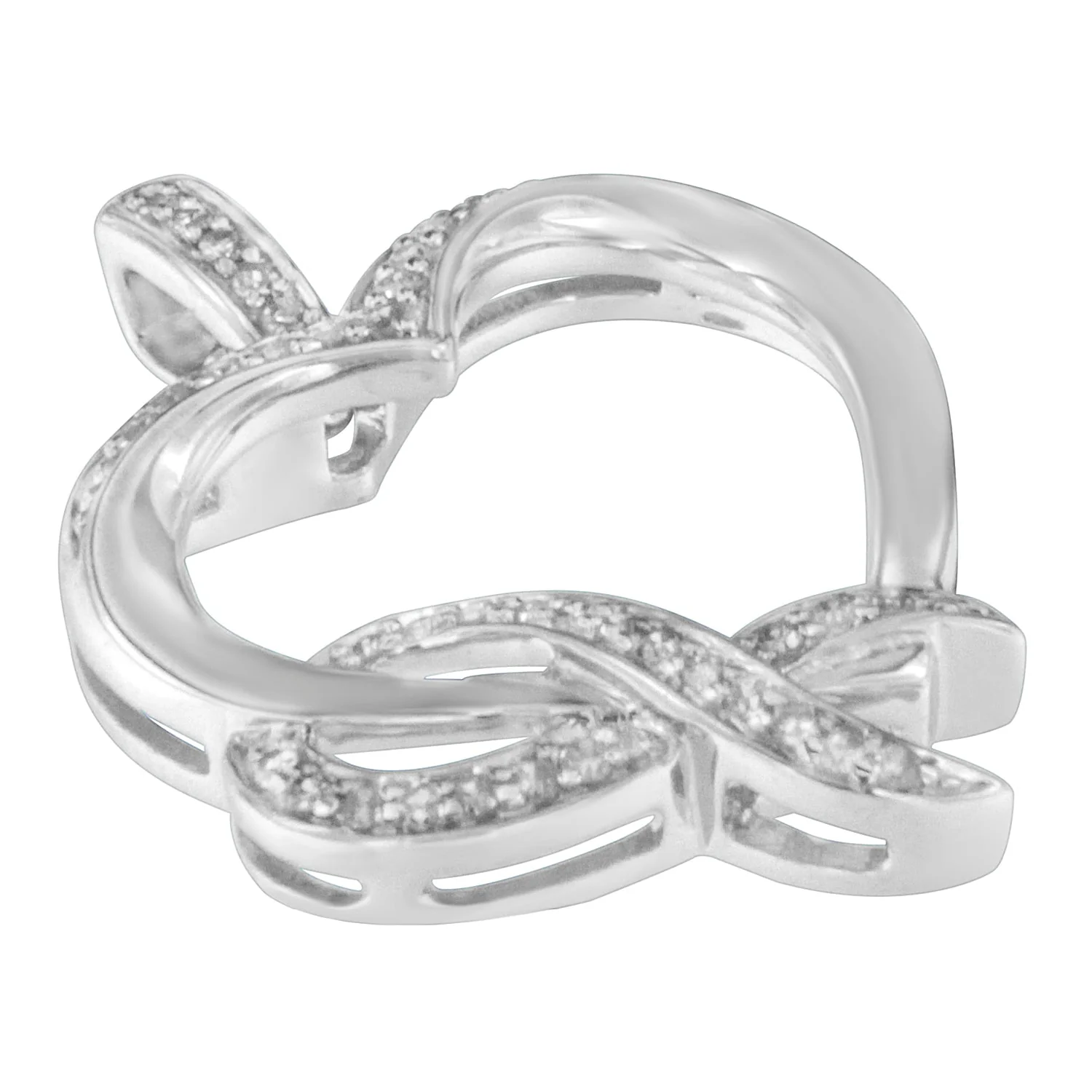 .925 Sterling Silver 1/6 cttw Diamond Heart Pendant Necklace (H-I, I1-I2) - Image 6
