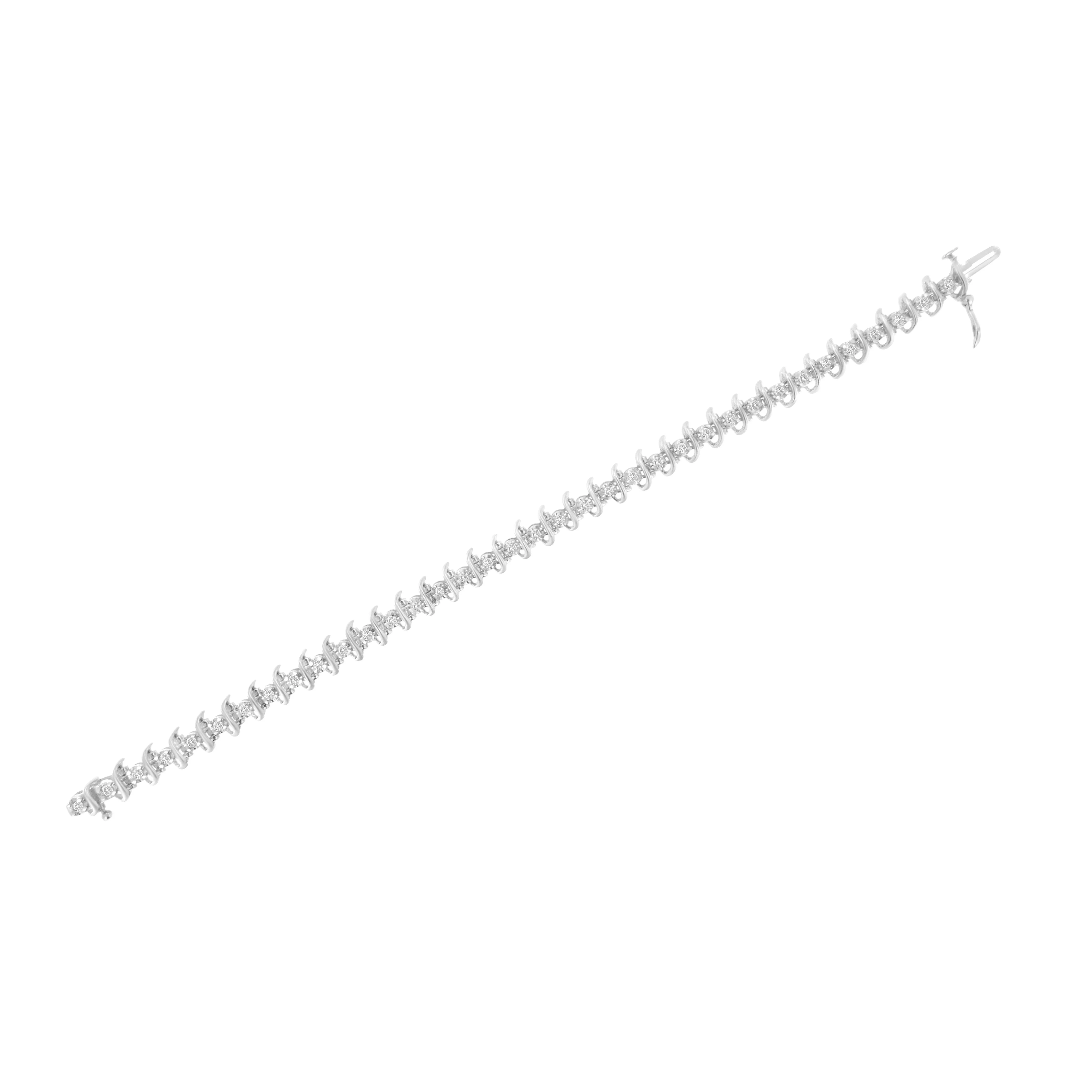 .925 Sterling Silver 1 cttw Prong-Set Diamond Link Bracelet (I-J, I1-I2) - 7.25" - Image 10