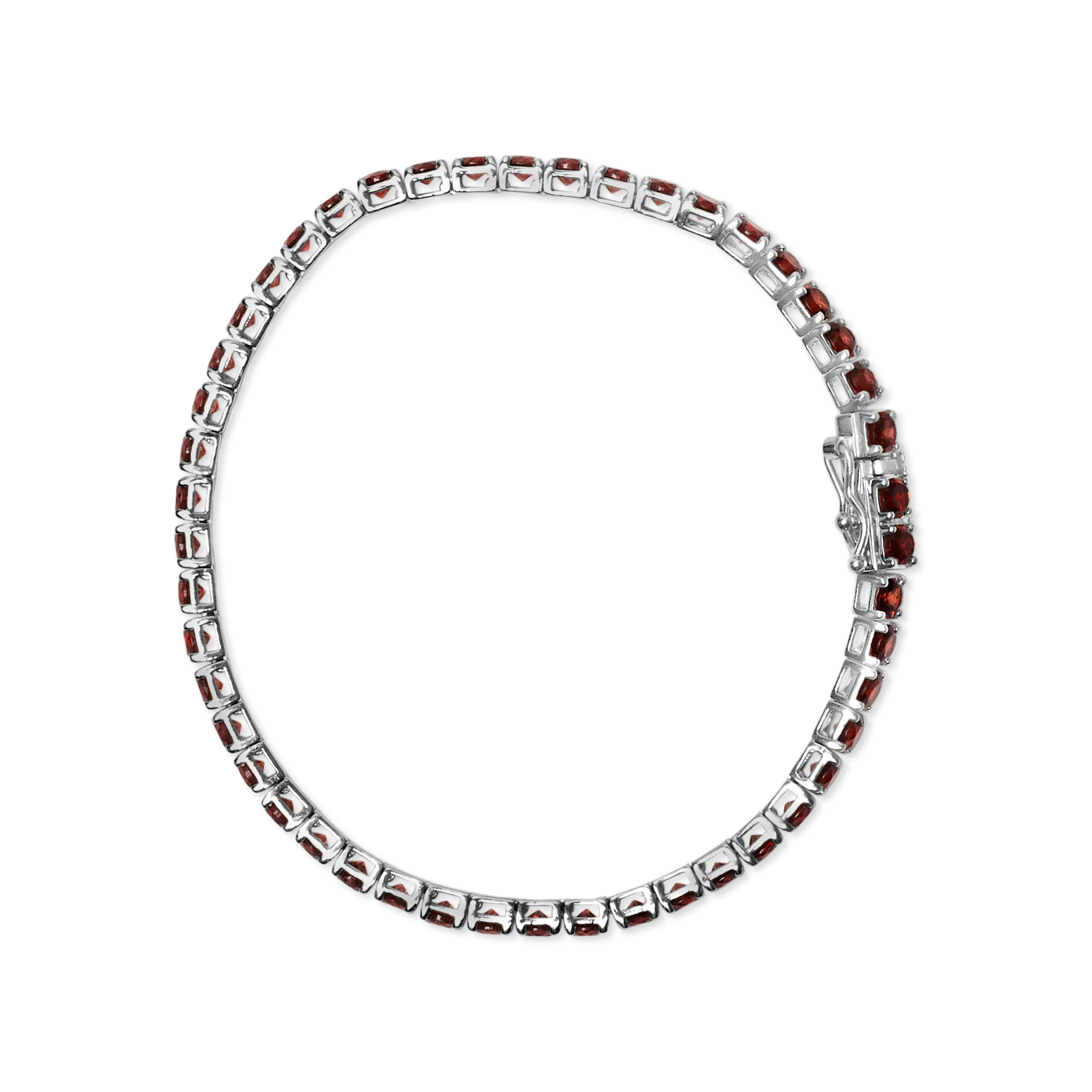 .925 Sterling Silver 10.0 Cttw Created Orange Garnet Tennis Bracelet - 7.25" - Image 3