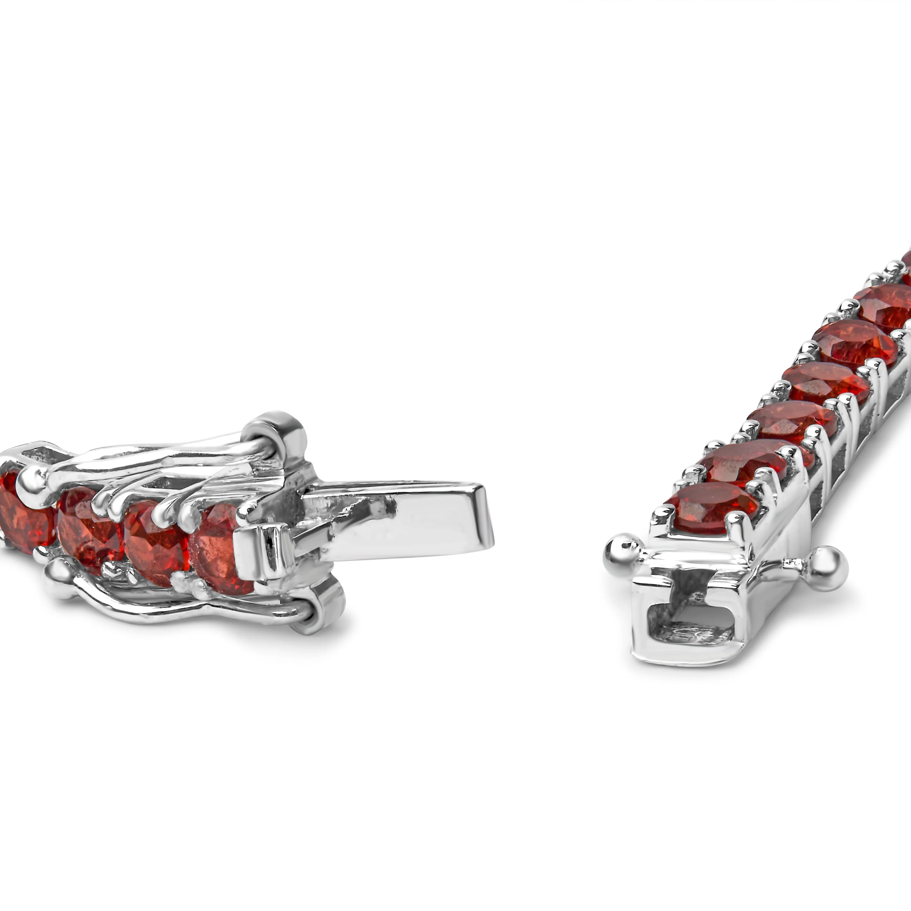 .925 Sterling Silver 10.0 Cttw Created Orange Garnet Tennis Bracelet - 7.25" - Image 5