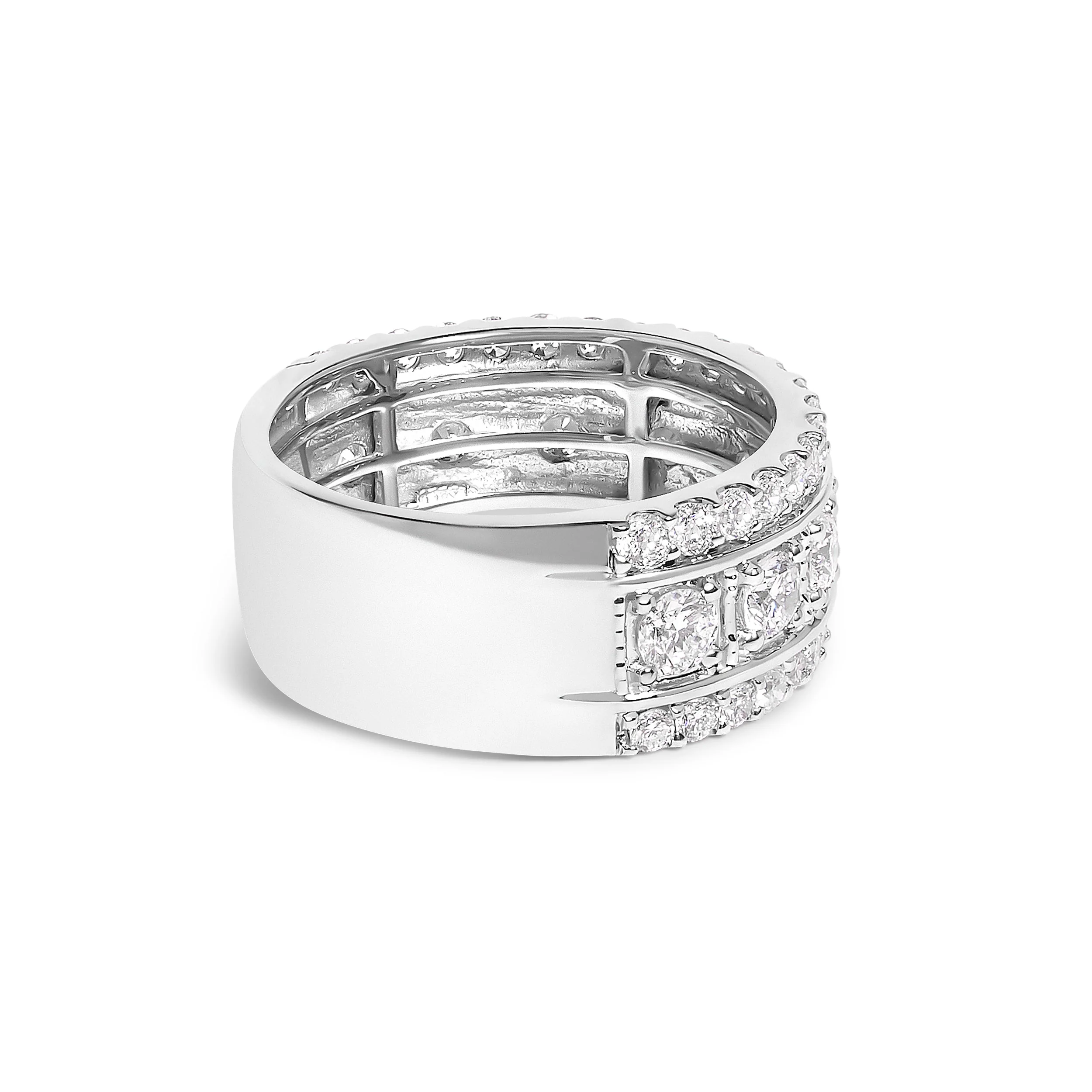 .925 Sterling Silver 2.0 Cttw Lab Grown Diamond Three-Row PavÃ© Band Ring - Image 2